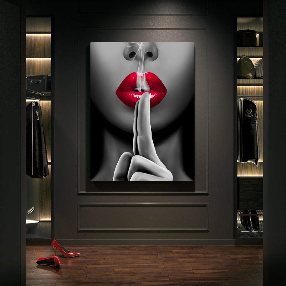 Inktuitive 'Smoldering Kiss' Motivational Canvas Wall Art - 16x12 Inch Black Framed Inspirational Office & Home Decor - Perfect for Living Room, Bedroom or Workspace