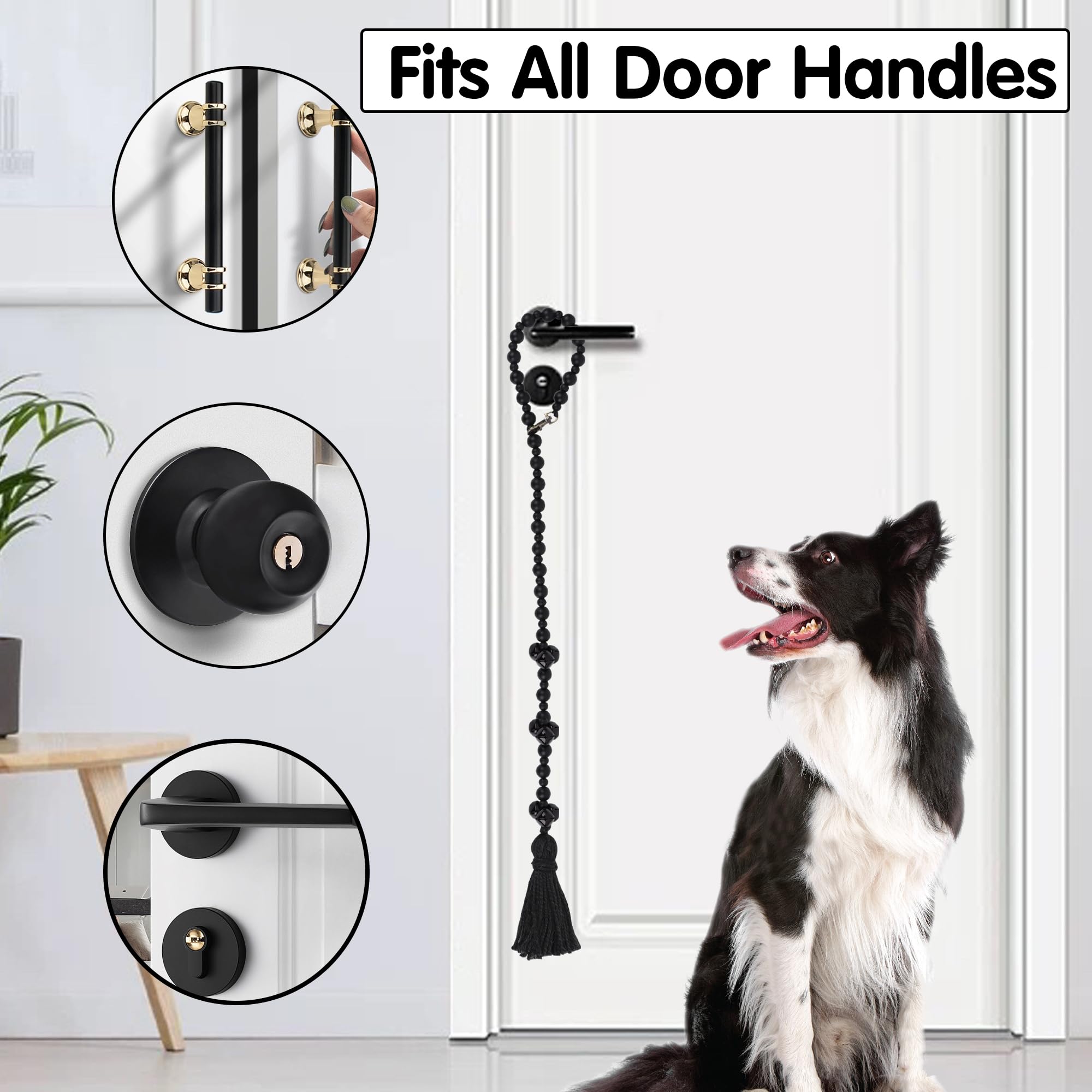 **Meplait Adjustable Dog Doorbell for Potty Training - 9 Bells Hanging Bell for Small, Medium & Large Dogs - Easy to Install, Durable & Pet-Friendly (Black) - Perfect for Indoor/Outdoor Use & Housebreaking Puppies**