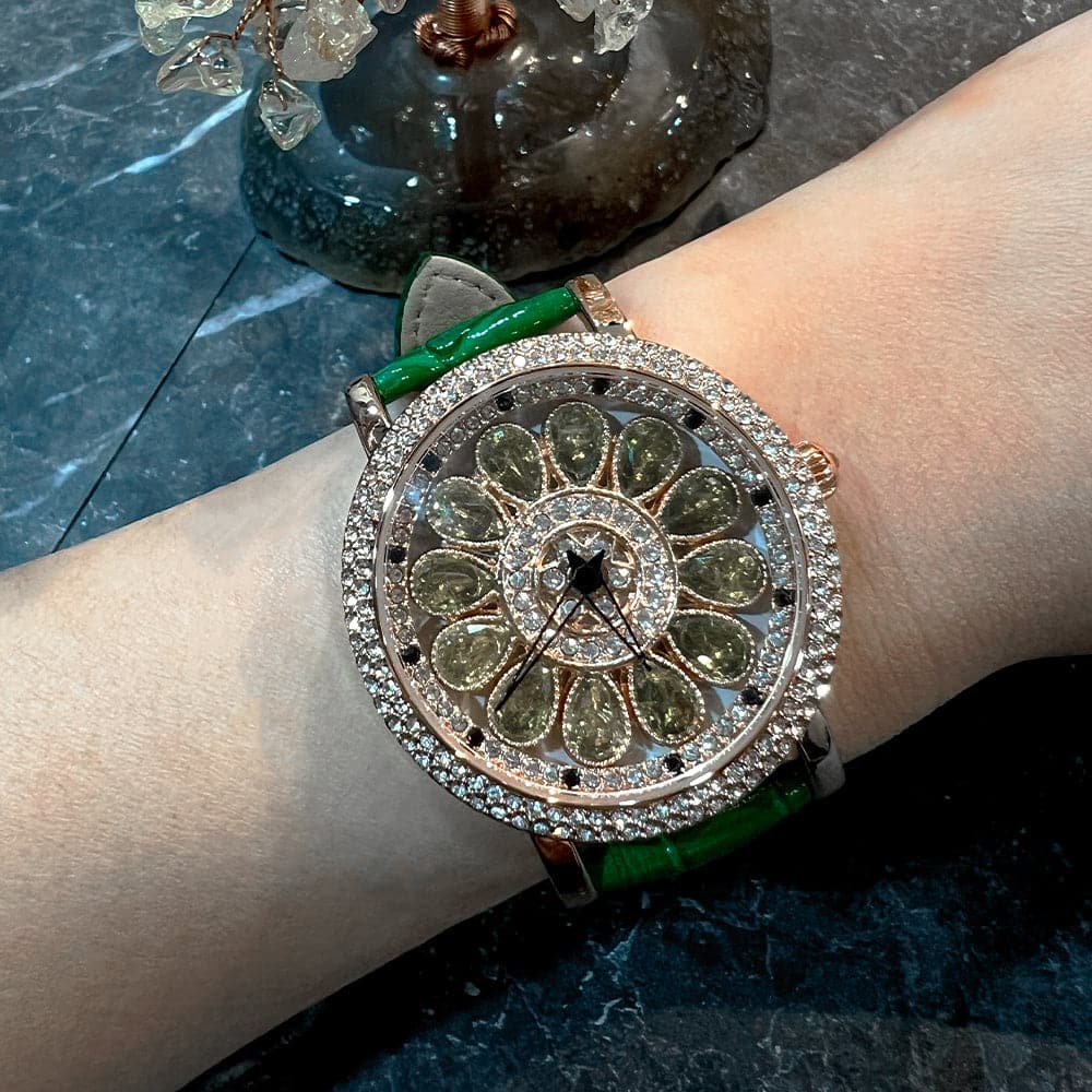 Aries Gold Green Genuine Leather Strap Women's Watch L 5046 RGGN GN - Elegant Fashion Accessory for Daily Wear & Special Occasions