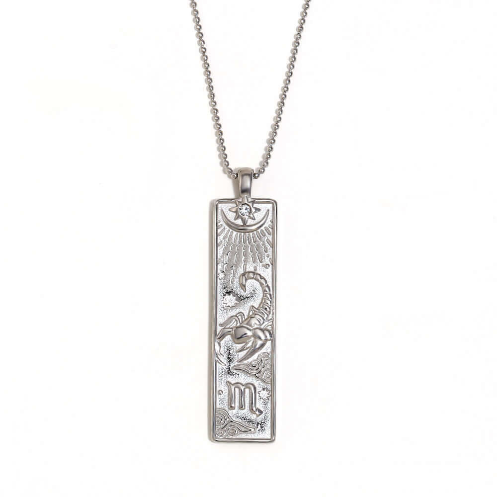 Zodiac Sign Pendant Necklace for Women - 14K Gold Plated Rectangular Charm Necklace | Perfect for Birthday Gifts, Anniversary & Daily Wear | JN3474