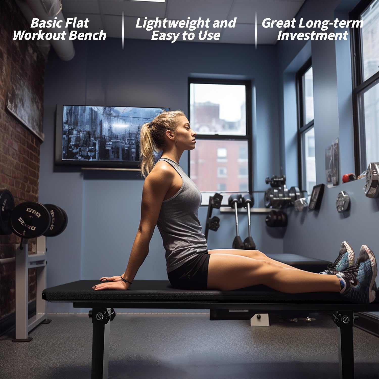 Foldable Flat Weight Bench for Home Gym - Adjustable Dumbbell Workout Bench with Easy Assembly | Strength Training Equipment for Bench Press, Strength Exercises & Full-Body Workouts | Perfect for Small Spaces & Home Fitness Routines