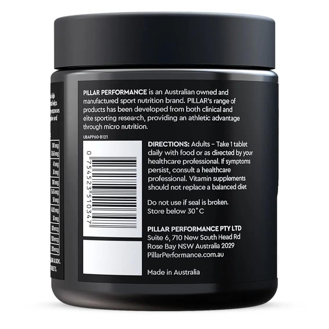 PILLAR Performance Ultra B Active Tablets - High Potency Vitamin B Complex for Energy & Metabolism - Supports Immune Health & Stress Relief - Ideal for Athletes, Busy Professionals & Daily Wellness