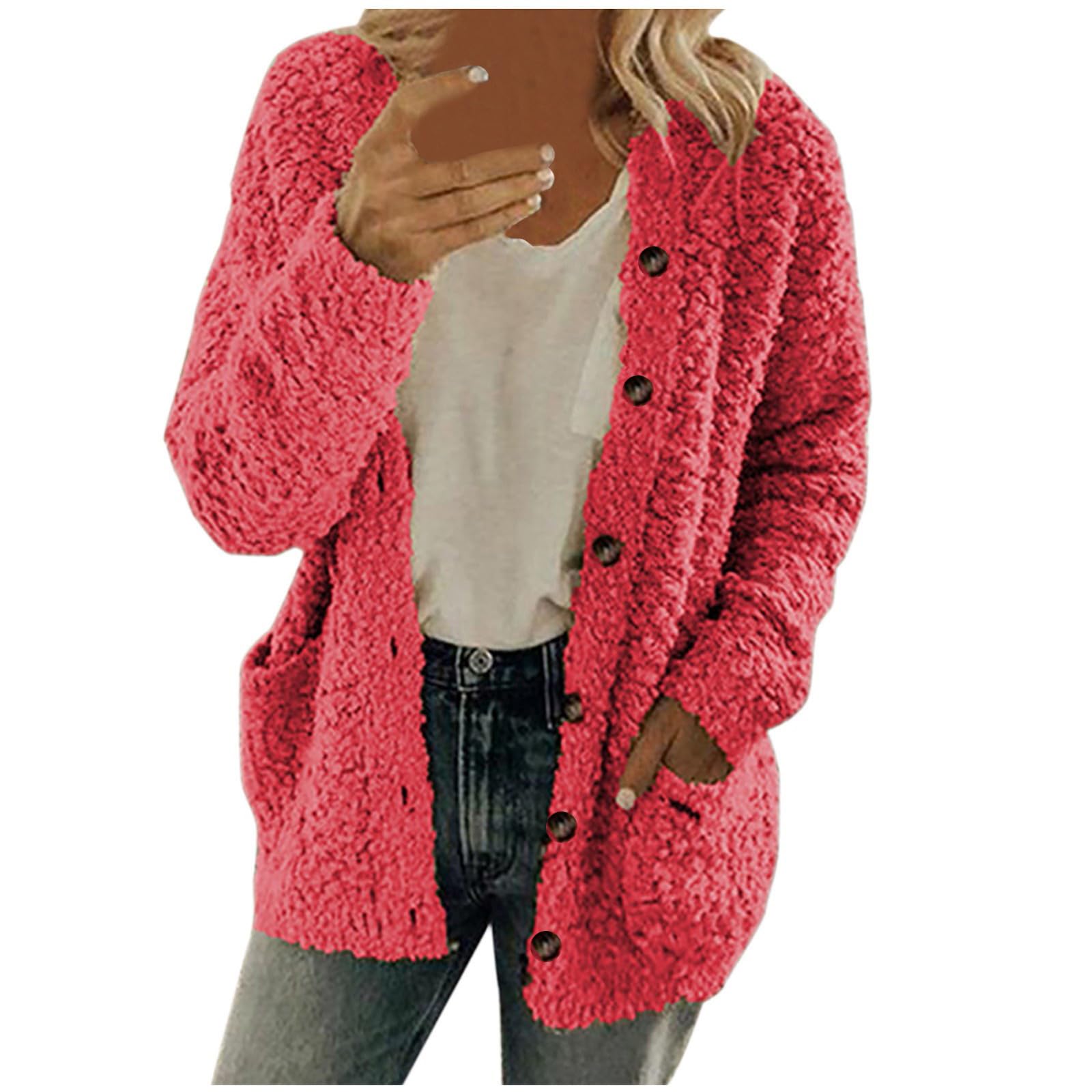 2024 Women's Winter Coat - Soft Fleece Jacket with Fuzzy Sherpa Lining | Warm Open Front Cardigan Style Jacket for Casual Wear | Perfect for Cold Weather, Outdoor Activities & Daily Commute