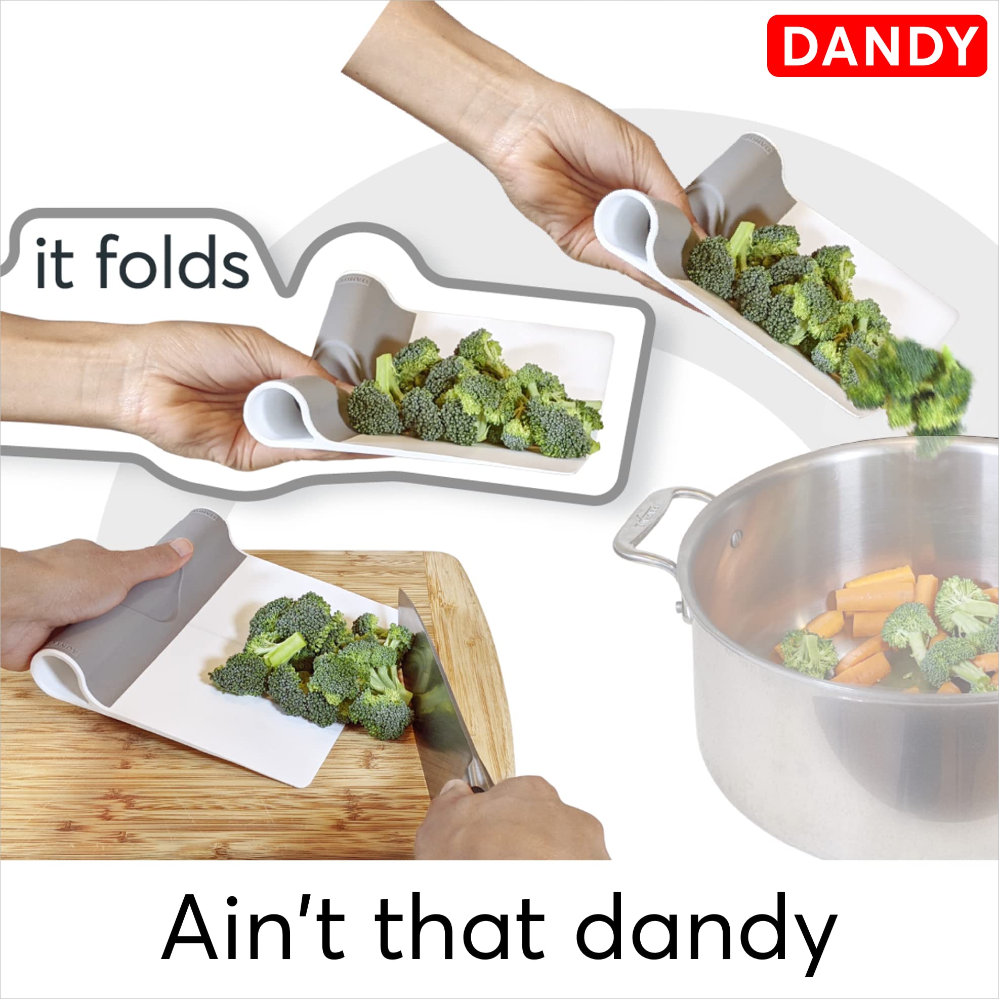 DANDY ScooperDuper - Multi-Purpose Folding Kitchen Tool | Bench Scraper, Dough Cutter & Food Scooper | Ergonomic Design for Baking, Cooking & Food Prep | Perfect for Cutting Boards & Chef Knives | Space-Saving Kitchen Gadget for Home & Professional Use