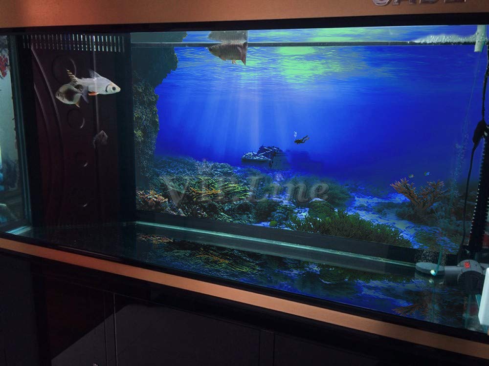 Seabed Shipwreck Aquarium Background Poster - HD Fish Tank Decoration Underwater Landscape Backdrop 96x30 Inches (244x76cm) - Perfect for Saltwater & Freshwater Tanks, Home or Office Aquarium Decor