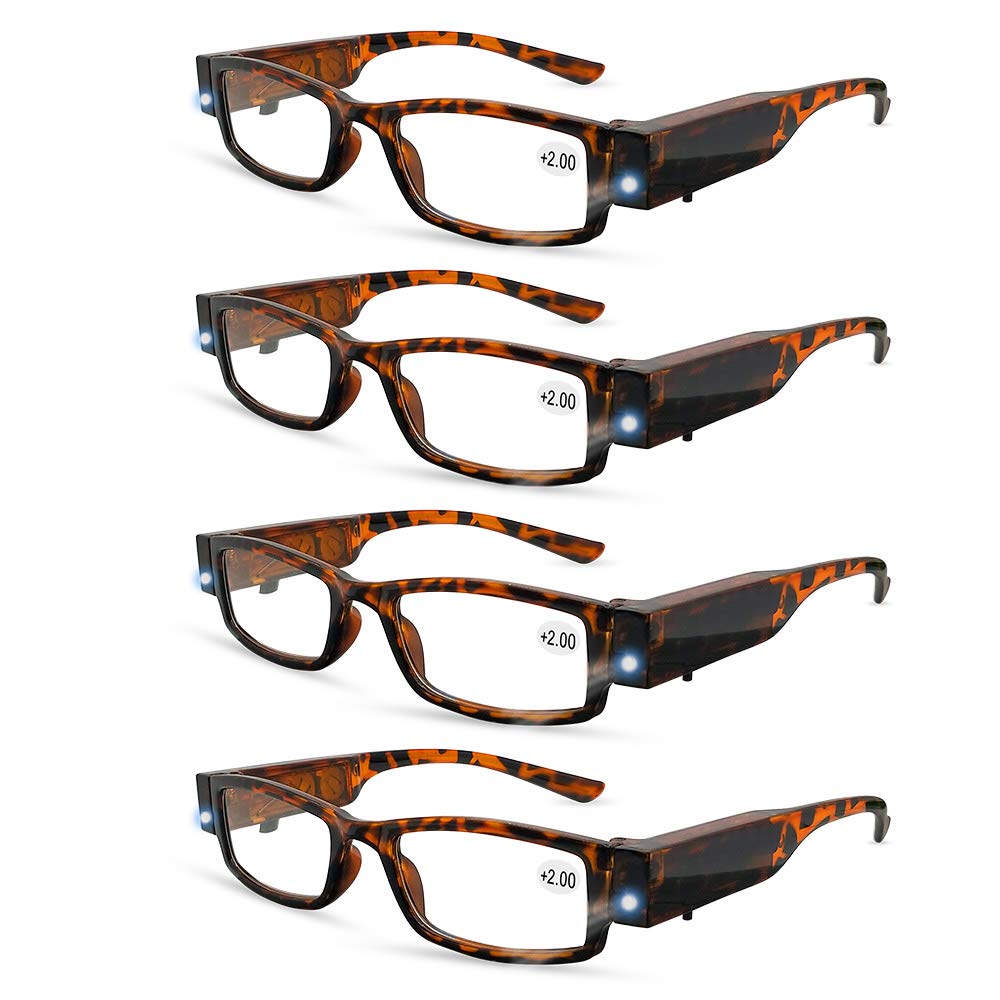 LED Reading Glasses with Light - Magnifying Readers for Night Reading, Crafts & Repair Work - Hands-Free Illuminated Eyewear for Seniors & Low Vision