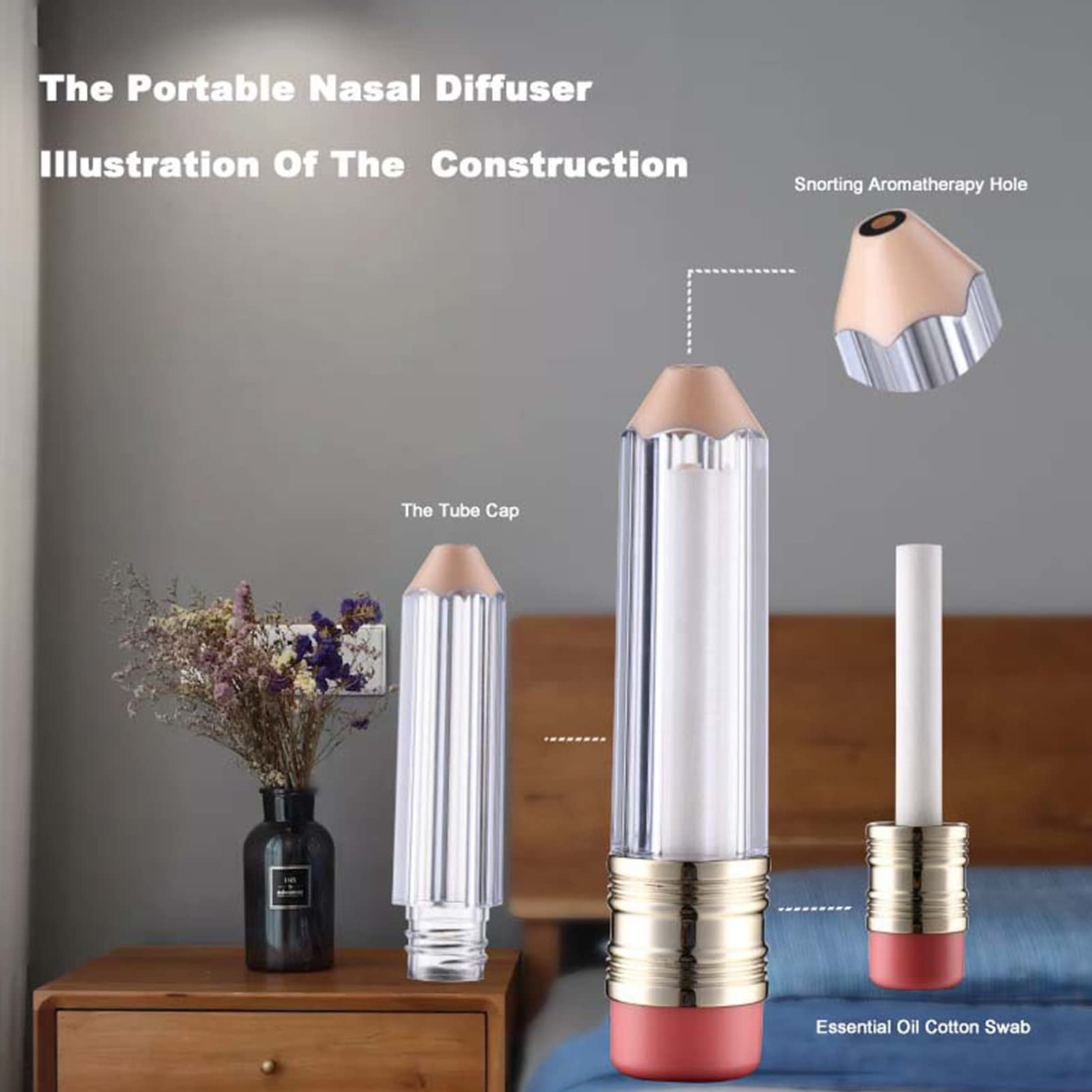 Qinlorgo Essential Oil Aromatherapy Tube - Reusable Nasal Inhaler & Diffuser Pencil for Stress Relief, Meditation, Yoga - Perfect for Travel, Office & Outdoor Use