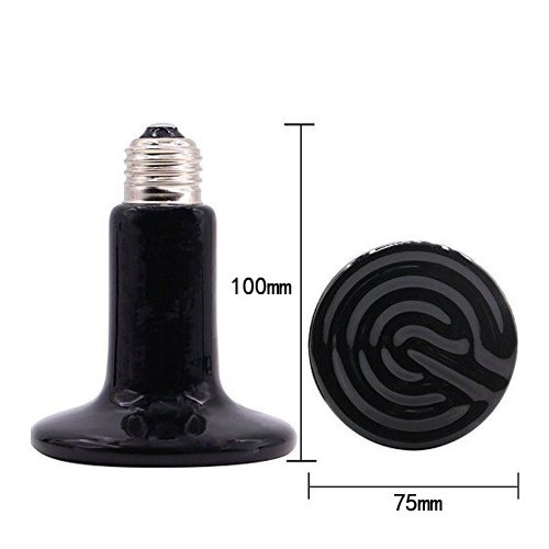 CTKcom 2-Pack 200W Reptile Ceramic Heat Lamp - E27 110V Infrared Heat Emitter Bulb for Reptiles, Chickens & Turtles - No Light, No Harm Brooder Lamp for Pet Coop Heating - Ideal for Terrariums, Chicken Coops & Turtle Tanks (Black)