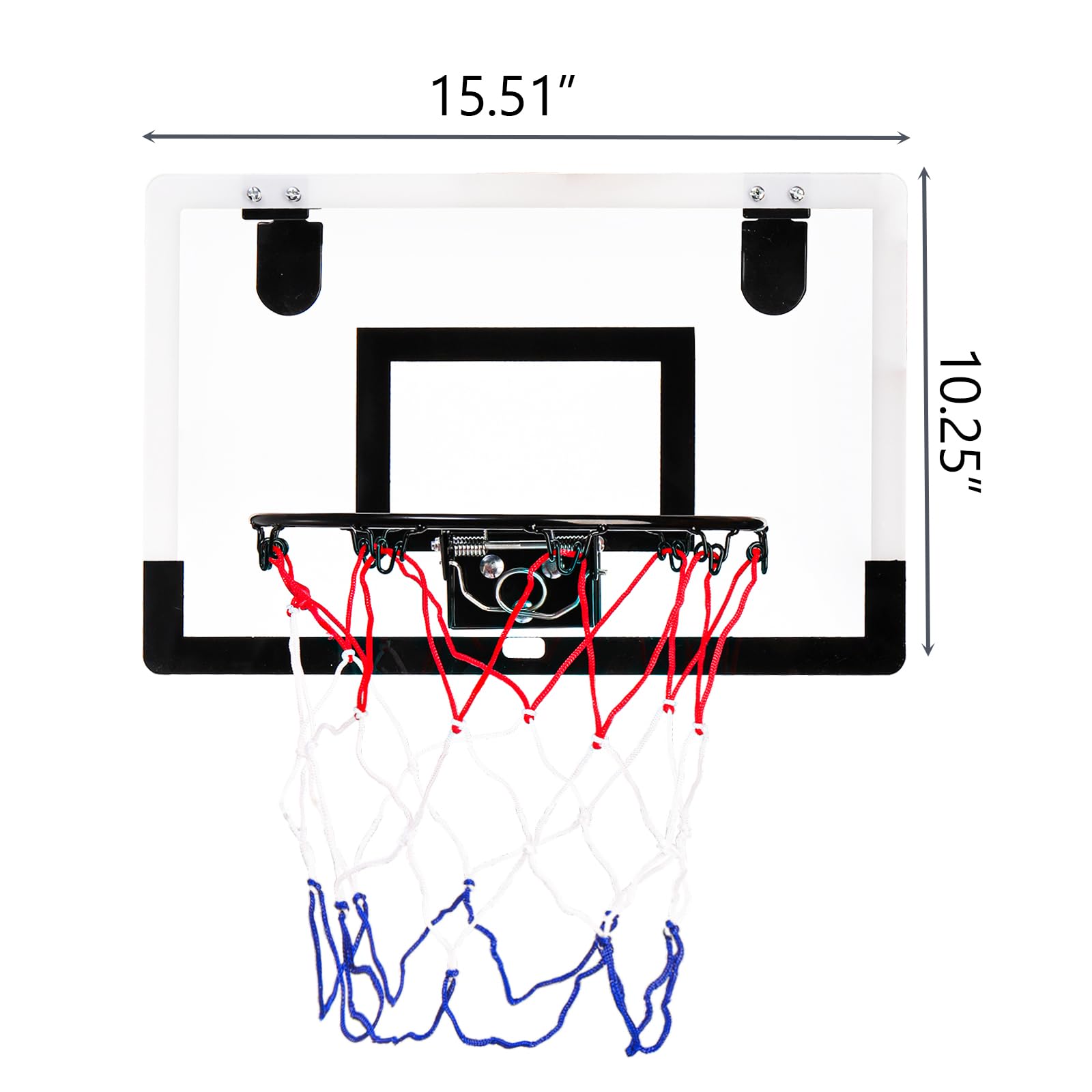 Fasmov Over The Door Basketball Hoop - Adjustable Mini Indoor Basketball Hoop with Foldable Flex Rim for Kids, Teens & Adults - Perfect for Bedroom, Office, Dorm & Playroom Games