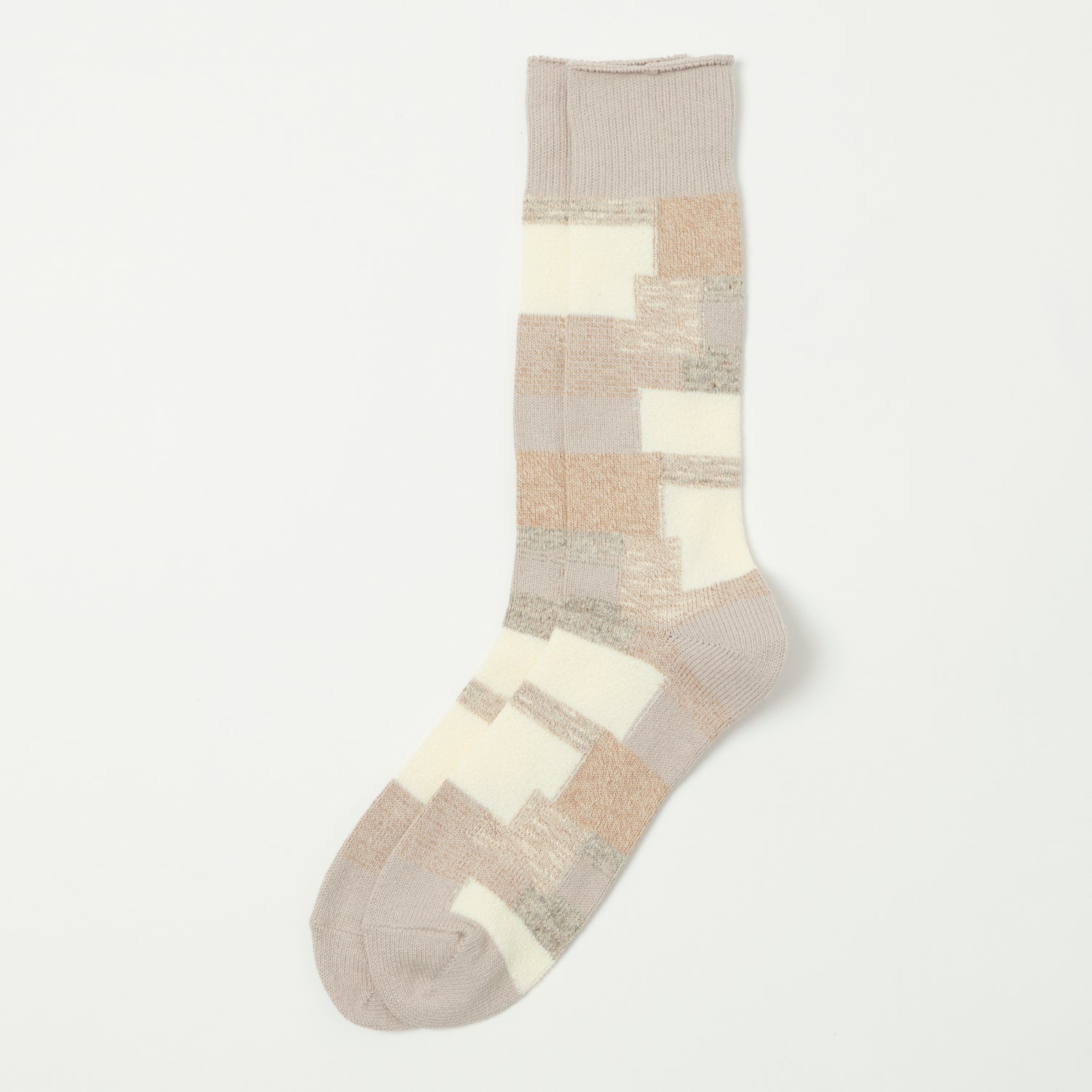 Anonymous Ism Patchwork Crew Socks Beige - Stylish & Comfortable Unisex Socks for Everyday Wear, Work & Casual Outfits