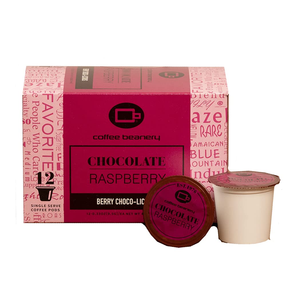 Chocolate Raspberry Coffee Pods by Coffee Beanery | 12ct Medium Roast Arabica Coffee Pods for Keurig Brewers | Perfect for Breakfast, Office & Gift Giving
