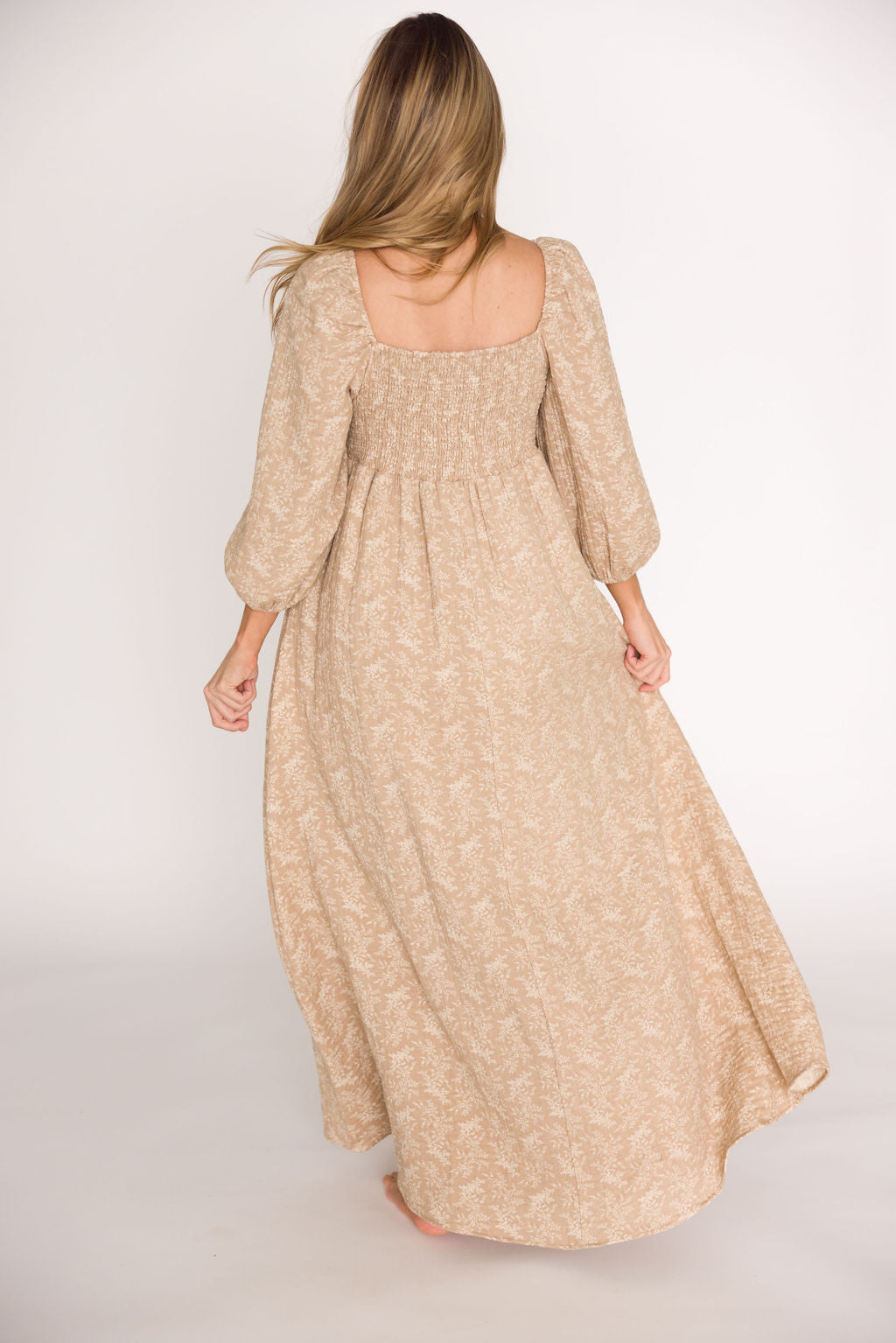 Peyton 100% Cotton Maternity Maxi Dress - Bump Friendly Floral Print in Mocha (XS-XL) | Perfect for Pregnancy, Baby Showers & Summer Vacations