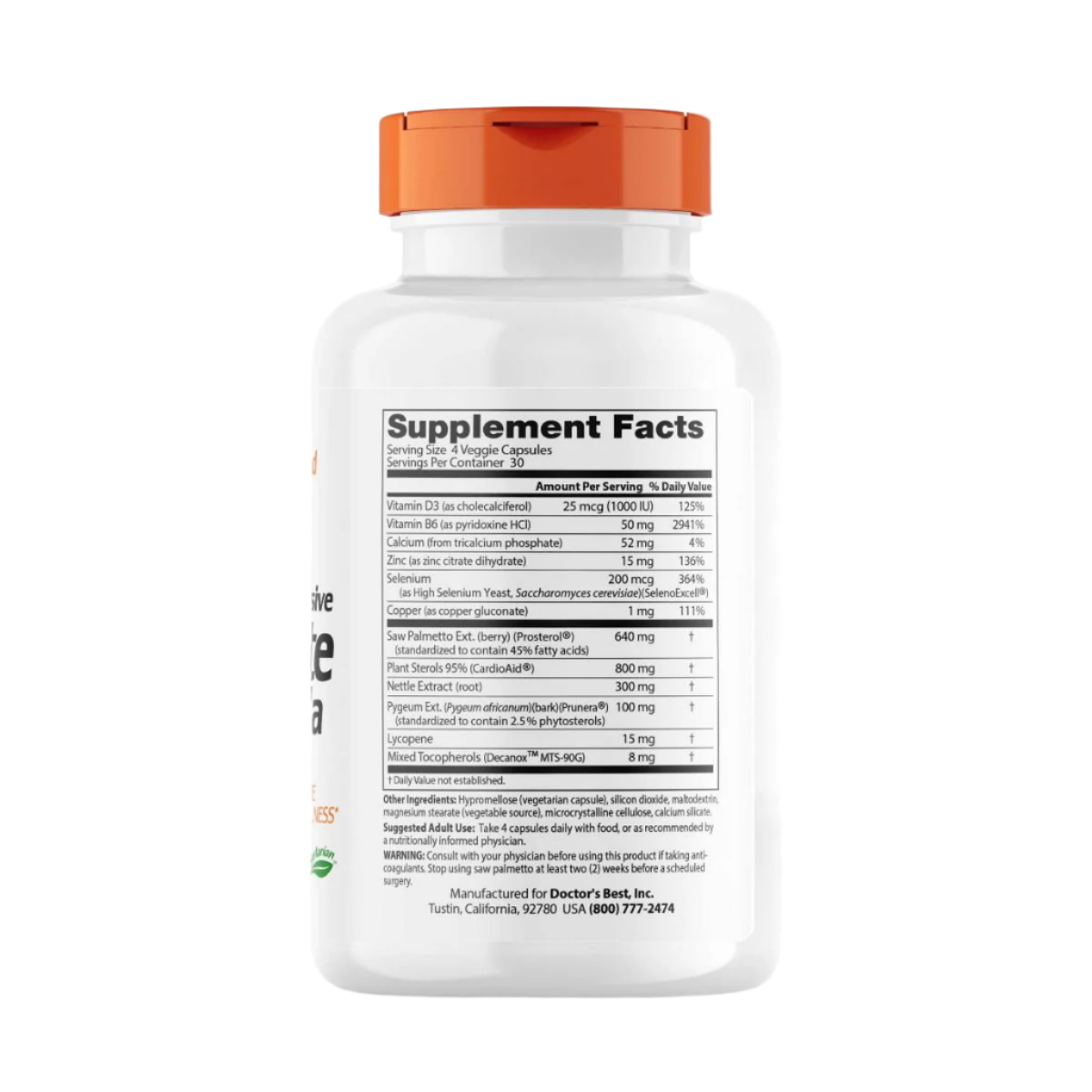 Doctor's Best Comprehensive Prostate Formula - 120 Veggie Capsules for Men's Health | Supports Urinary Function & Prostate Wellness | Daily Supplement for Active Lifestyle