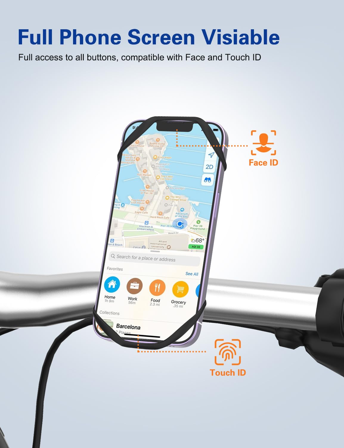 360° Rotatable Bike Phone Holder - Universal Motorcycle & Bicycle Phone Mount for iPhone 15 Pro Max/14/13, Samsung S10 & 4.7-6.8