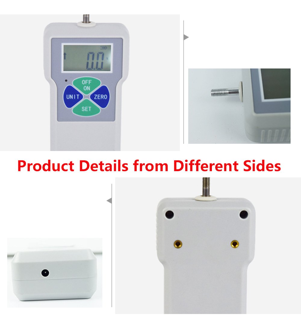 Digital Force Gauge Meter - Push and Pull Tester with LCD Display (Units: lb/kg/N) | Max Capacity 10N/1kg/2.2lb | Portable Strength Measurement Tool for Quality Control, Engineering Tests & DIY Projects
