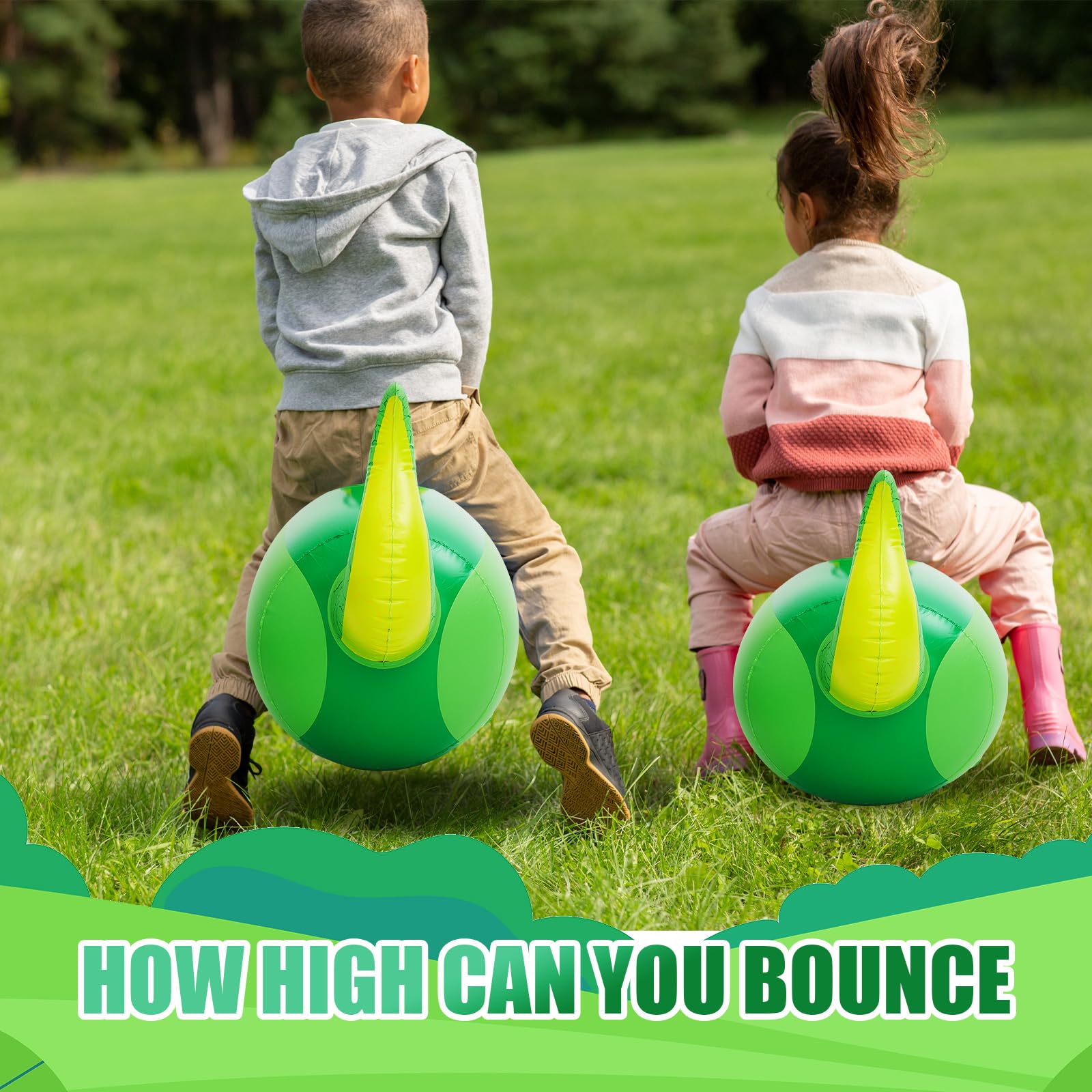 Hiboom 2 Pack Giant Inflatable Hopping Toys - 51 Inch Dinosaur Bouncer Ride-On Animal for Kids Outdoor Play, Birthday Party Gifts & Backyard Fun