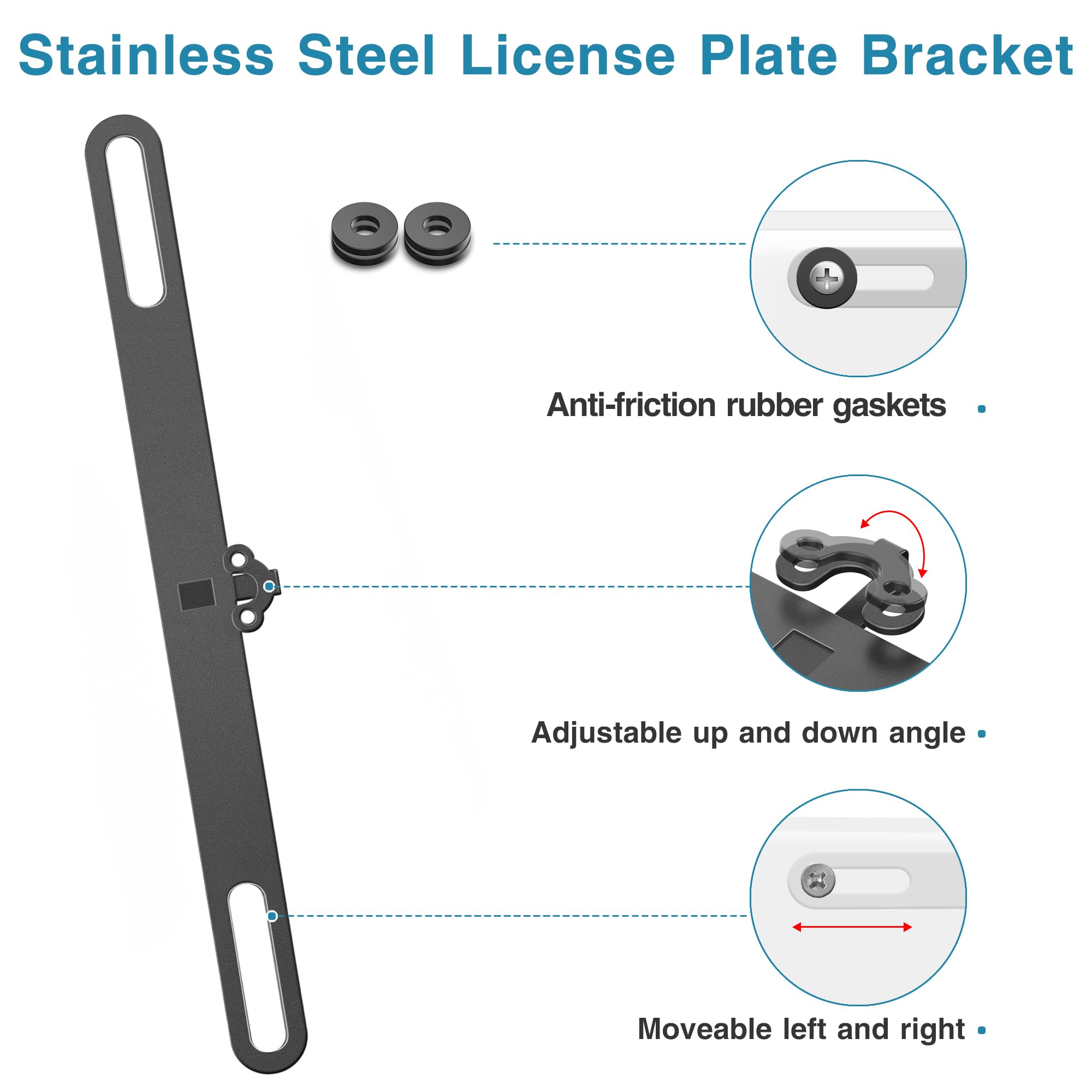 Stainless Steel Backup Camera License Plate Mount (2 Pack) - Universal Rear View Camera Bracket for Cars, Trucks, SUVs - Dash Cam & Reverse Camera Installation Kit - Perfect for Parking Assistance & Night Driving Safety