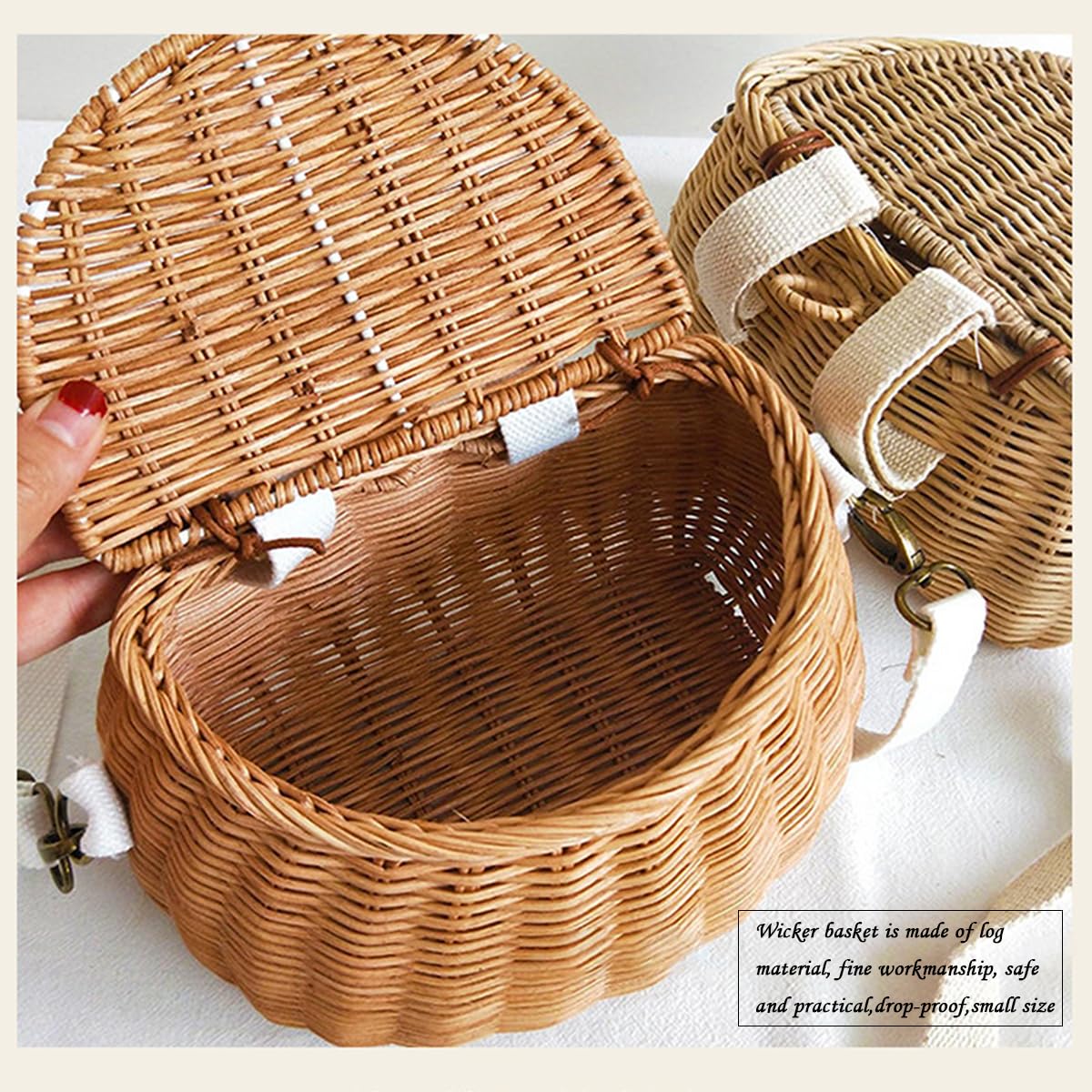 Kids Bike Basket - Woven Wicker Front Handlebar Basket with Shoulder Strap for Children Bicycles, Scooters & Tricycles - Perfect for School, Picnics & Outdoor Adventures
