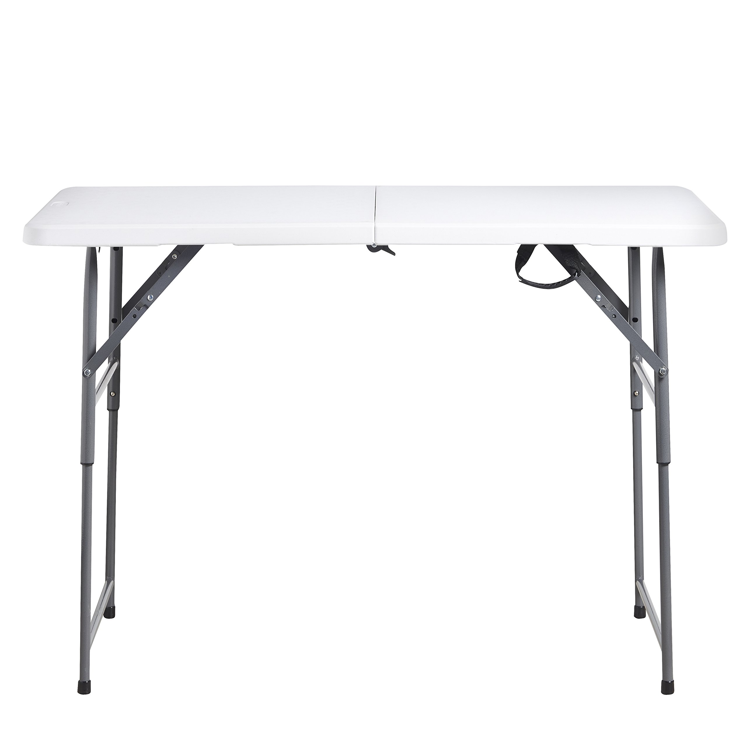 VonHaus 4ft Folding Table with Adjustable Height - Portable Picnic, Camping, BBQ & Tailgate Table - 440lbs Weight Capacity - Coated Steel & Durable Plastic - Perfect for Outdoor, Garden, Beach & Home Use