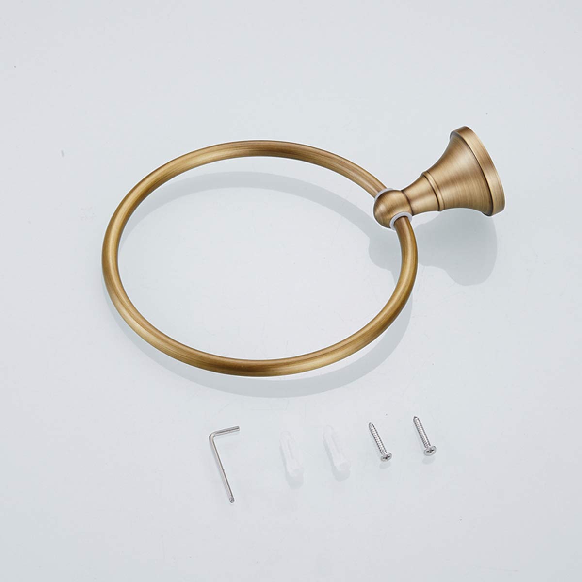 Flybath 3-Piece Bathroom Set - Antique Brass Toilet Paper Holder, Round Towel Ring & Wall Mounted Hook | Brushed Bronze Finish | Perfect for Powder Rooms, Guest Bathrooms & Master Suites