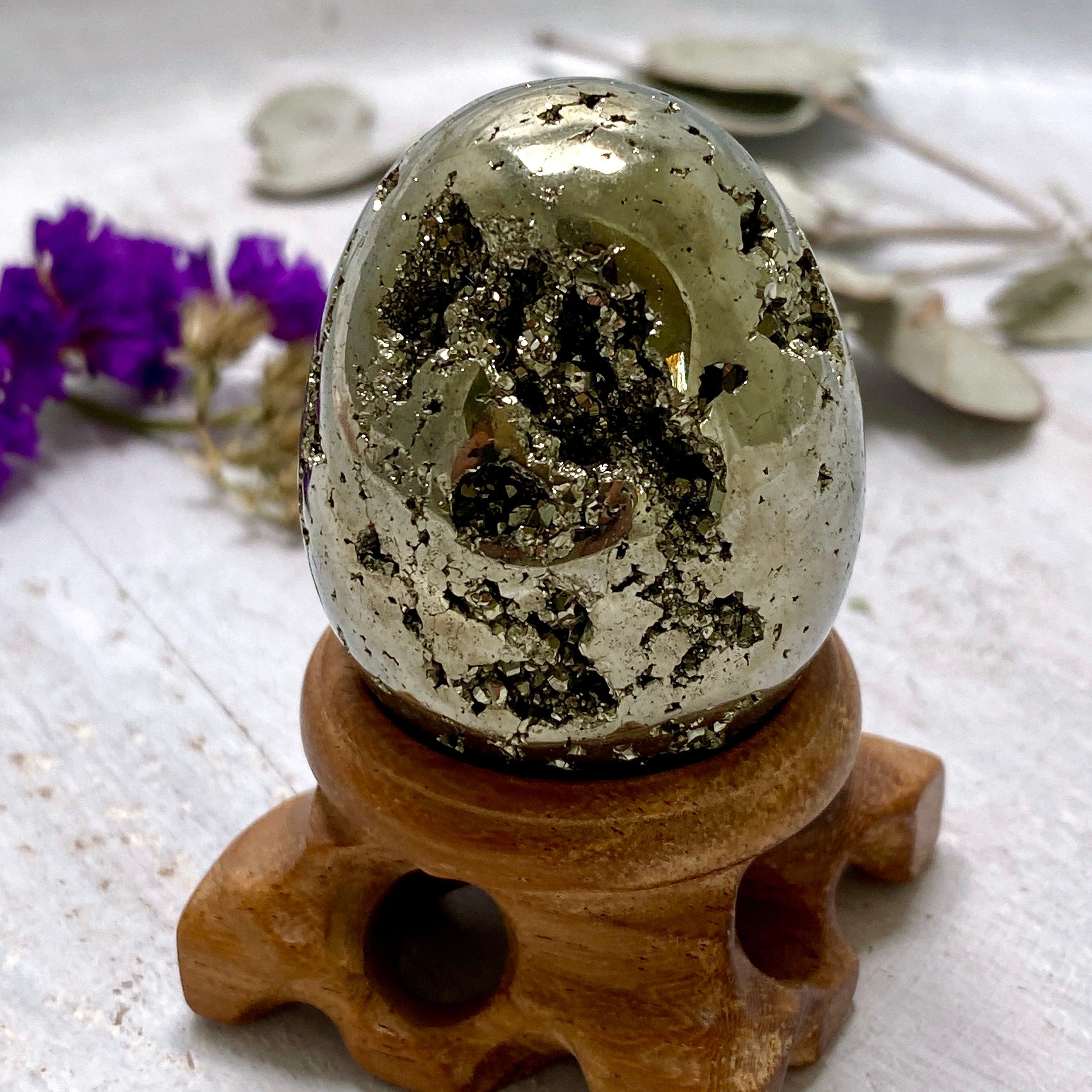Premium Grade Pyrite Egg (A-Grade) - Natural Mineral Specimen for Home Decor, Feng Shui & Crystal Healing Collection | Perfect for Meditation, Gifts & Spiritual Practices