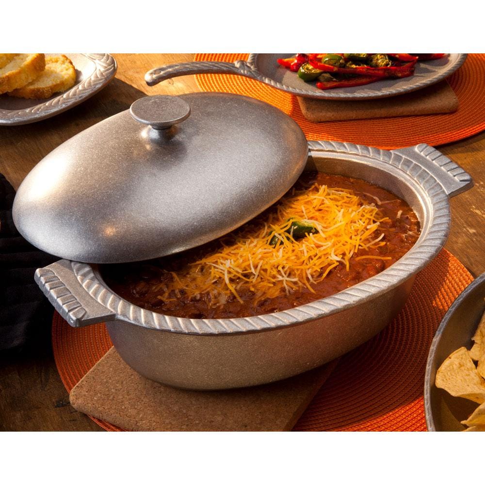 Premium Stainless Steel Chili Pot with Lid - 5 Quart Dutch Oven for Cooking, Stewing & Serving - Perfect for Camping, Outdoor Grilling & Home Kitchen Use