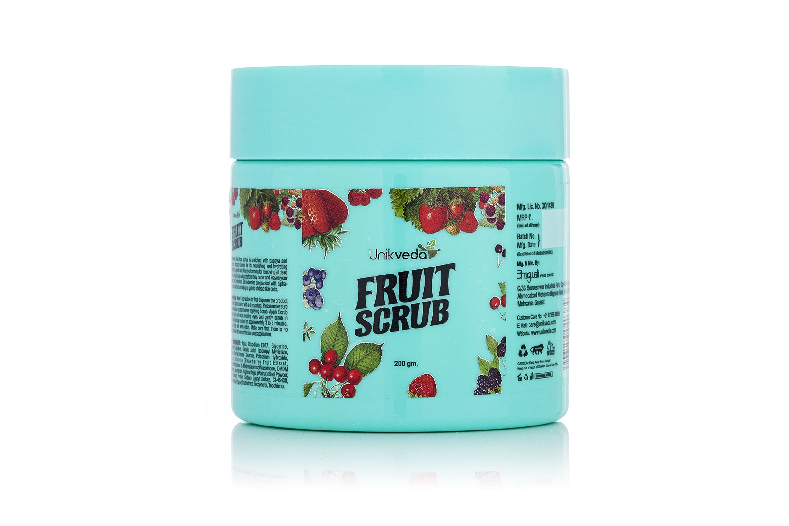 Unikveda Natural Fruit Face Scrub for Men & Women - 200g Exfoliating Cleanser with Organic Ingredients | Gentle Skincare for Daily Use & Acne Treatment