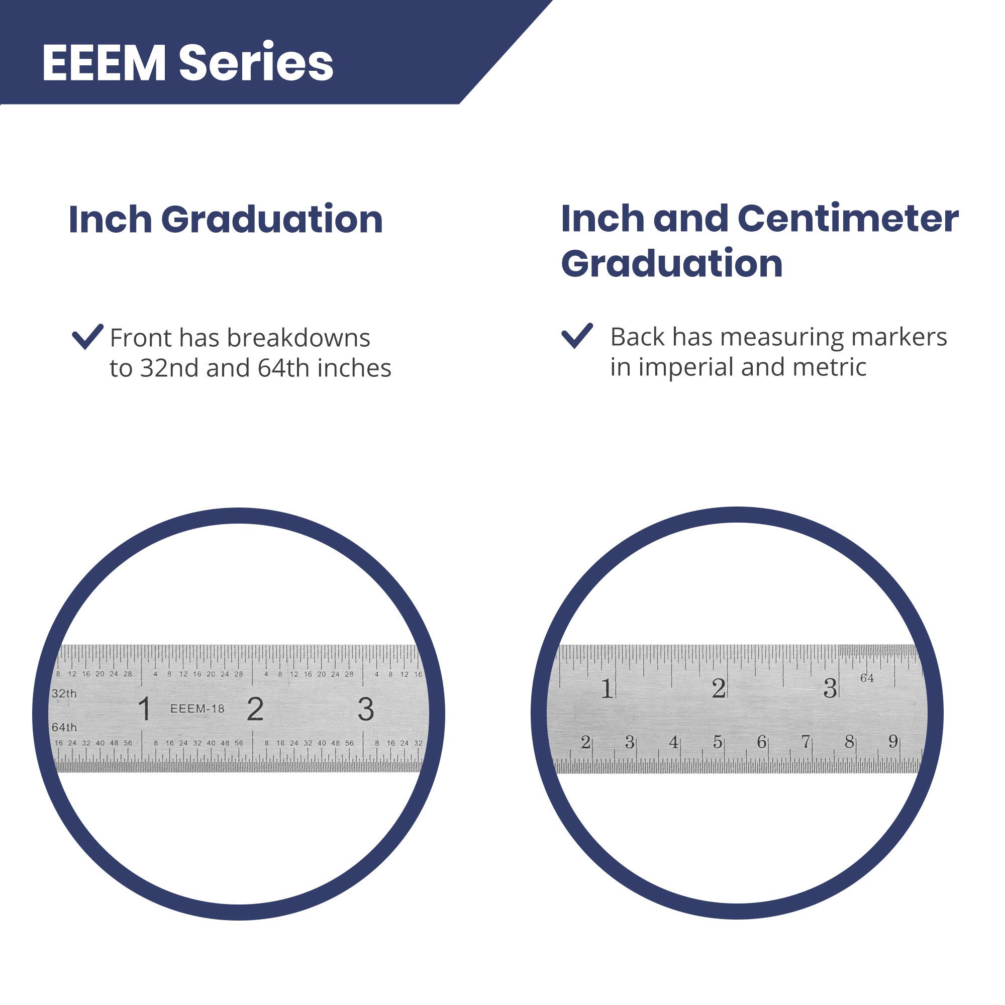 Pacific Arc 6-Inch Stainless Steel Ruler with Inch & Metric Measurements - 32nd & 64th Graduations for Precision Engineering, School Projects & DIY Crafts