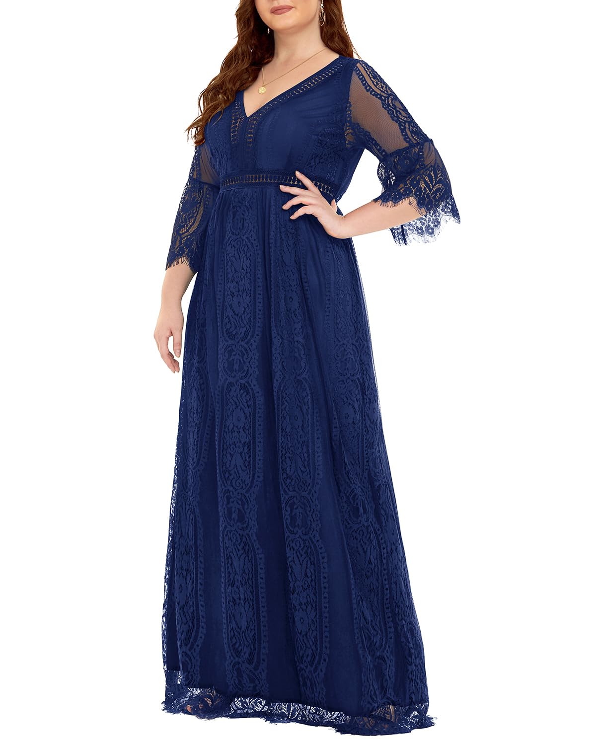 Plus Size Boho Wedding Dress – Elegant Lace Maxi Bridal Gown for Formal Ceremonies & Beach Weddings