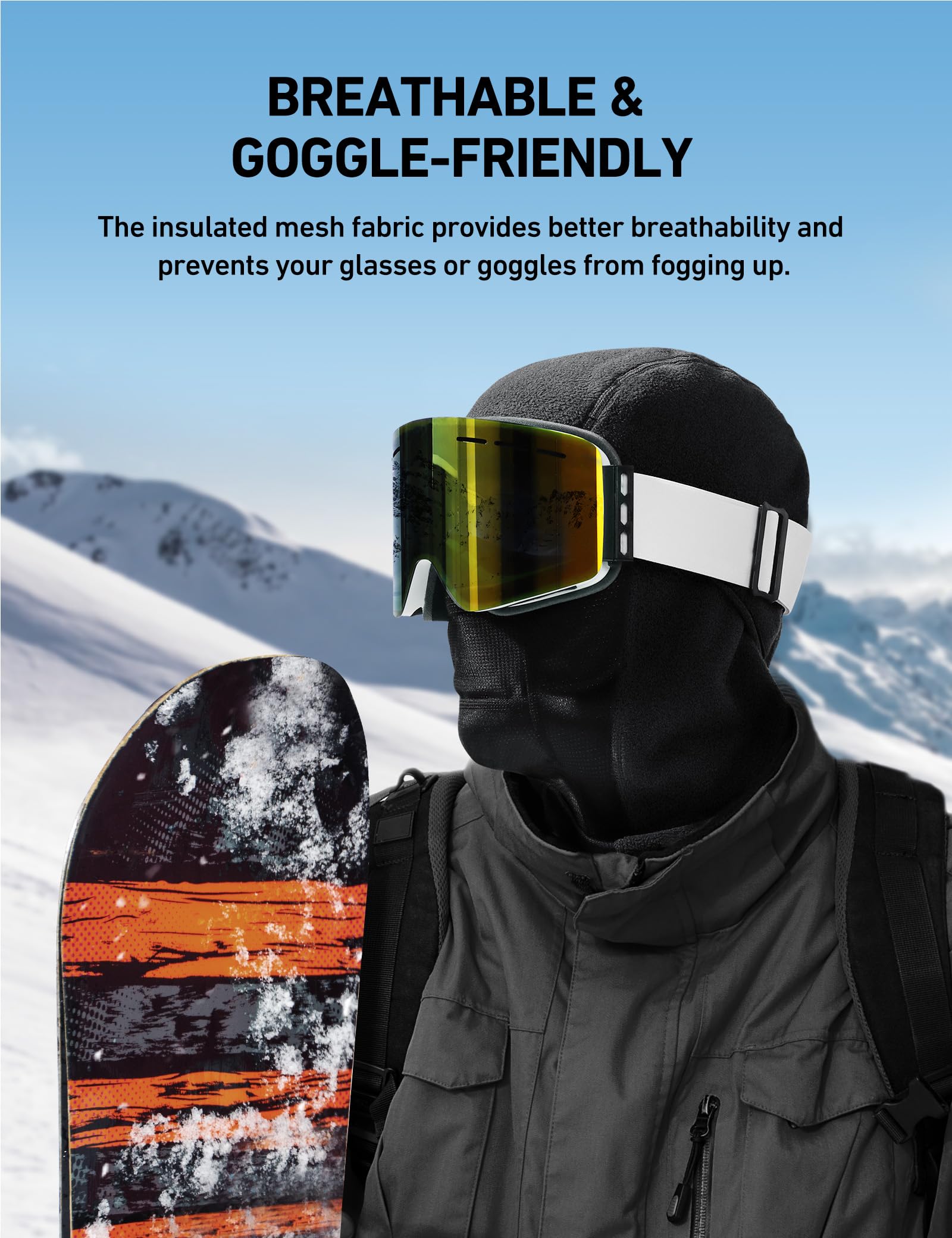 AstroAI Ski Mask Balaclava - Windproof & Breathable Face Cover for Winter Sports, Motorcycling, Hiking - Superfine Polar Fleece (Gray & Black Bundle) - Cold Weather Protection Gear