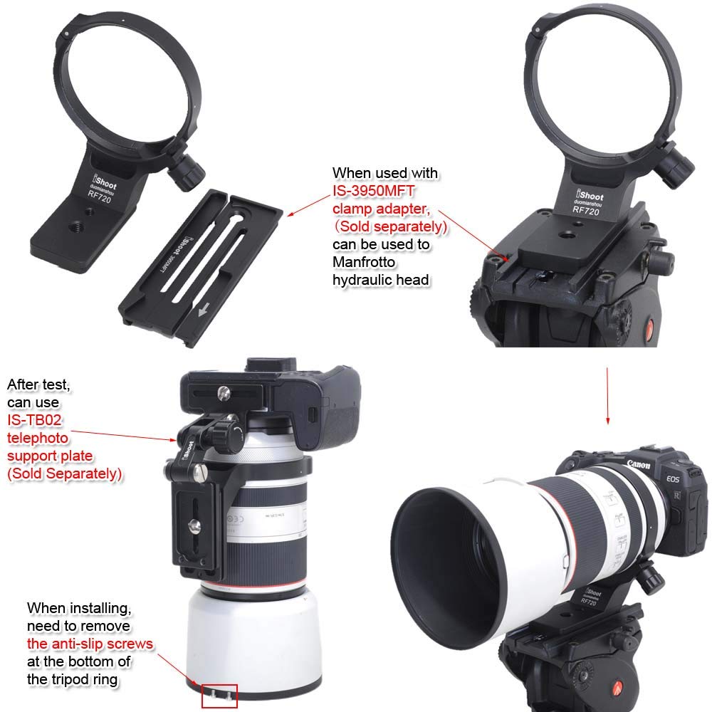 iShoot Metal Tripod Mount Ring Lens Collar for Canon RF 70-200mm f/2.8L IS USM (EIII) - Arca-Swiss Quick Release Plate, Aviation Aluminum Lens Support Bracket - Perfect for Wildlife, Sports & Wedding Photography
