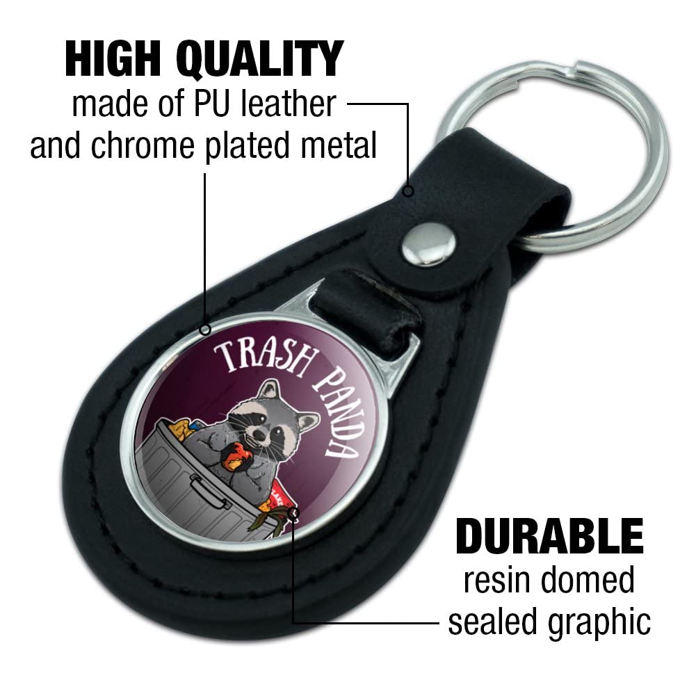 Black Leather Raccoon Trash Panda Keychain - Cute Animal Garbage Can Design - Perfect for Keys, Backpacks & Gifts | Unique Novelty Accessory for Wildlife Lovers