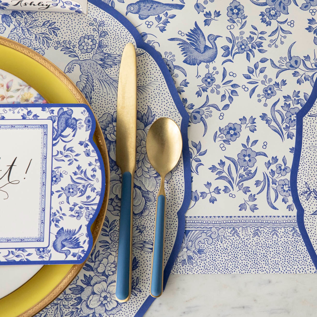Blue Asiatic Pheasants Die-Cut Placemats - Elegant Table Decor for Dining, Parties & Home Decor | Set of 4 Waterproof Placemats for Everyday Use & Special Occasions
