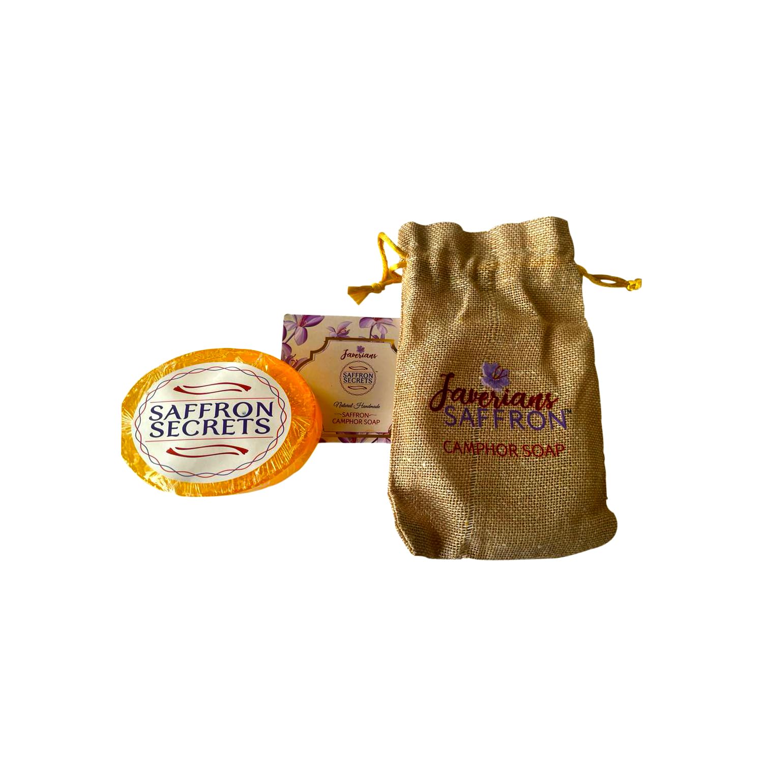 Premium Javerian Saffron Camphor Soap - 100% Natural Handmade Oval Bar (100g) for Glowing Skin & Relaxation - Perfect for Spa, Bath & Gift Giving