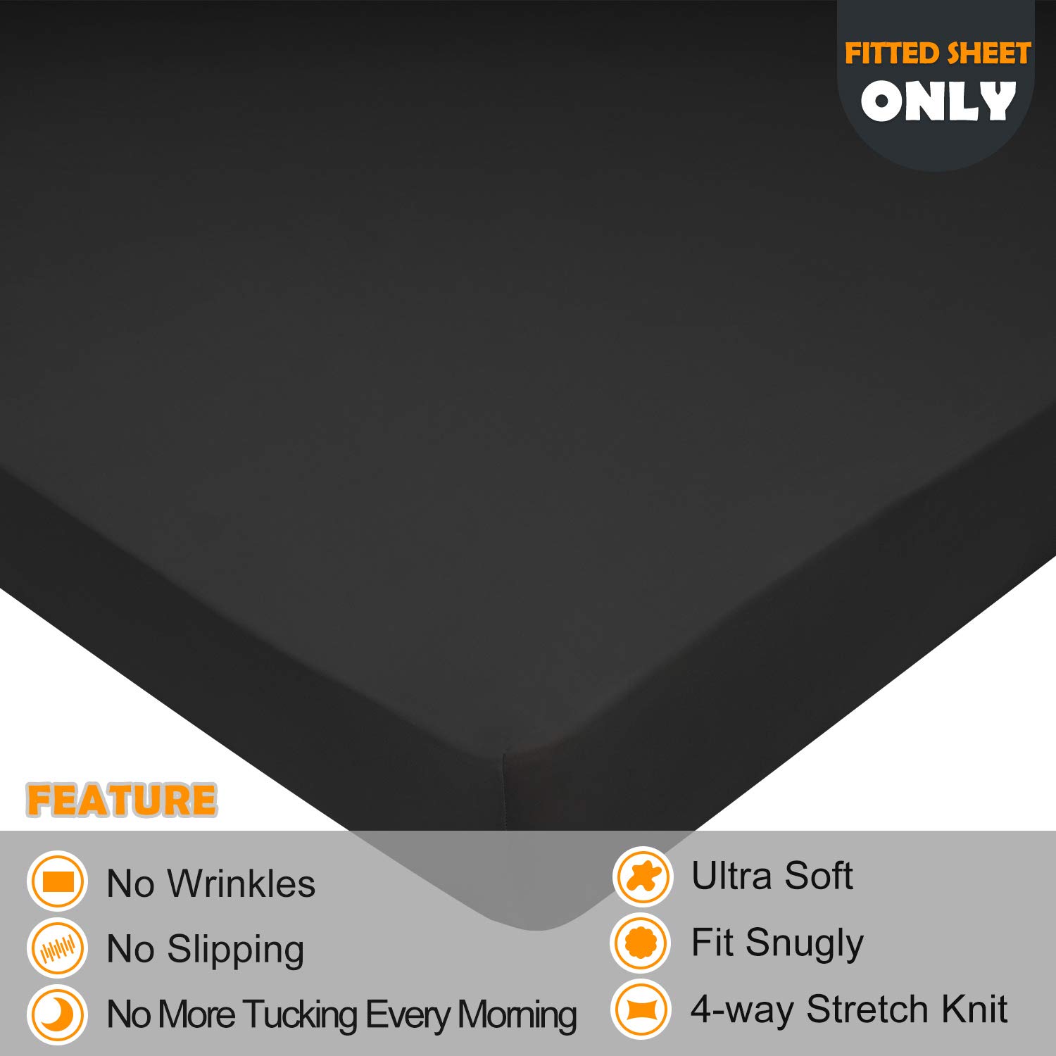 Stretch Queen Size Fitted Sheet - 4-Way Stretchy Jersey Knit, Ultra Soft T-Shirt Material, Wrinkle Free & Snug Fit for Mattresses 5