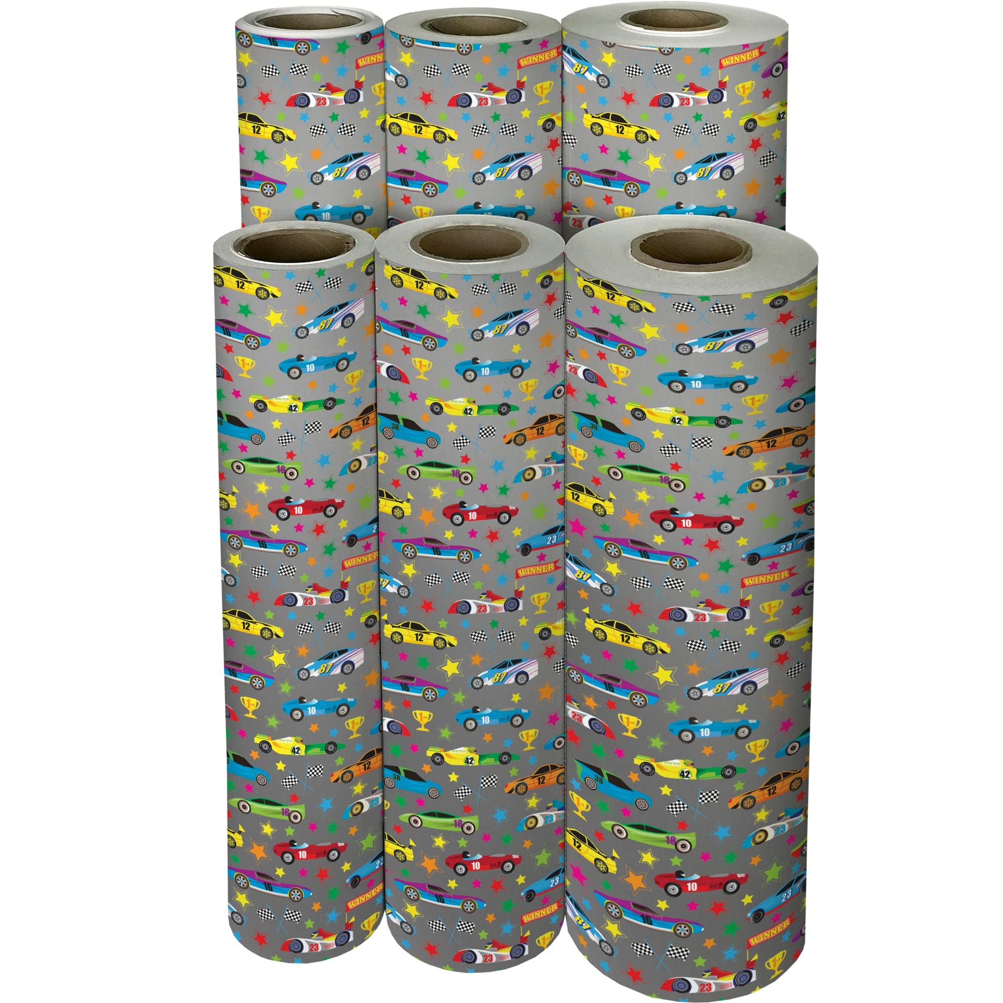 Jillson Roberts Bulk Gift Wrap - 833 Feet x 30 Inches Racer Design Everyday Wrapping Paper for Holidays, Birthdays & Parties | Premium Gift Wrapping Supplies for Retail Stores & Home Use