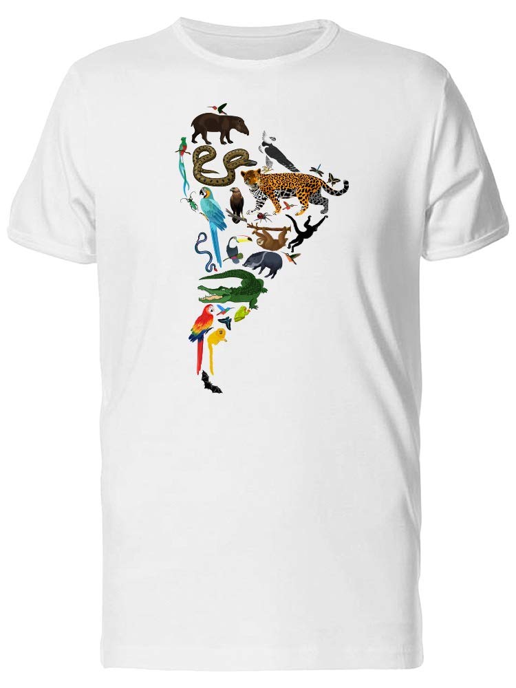 Smartprints South America Fauna Map T-Shirt for Men - Wildlife Graphic Tee for Casual Wear & Travel