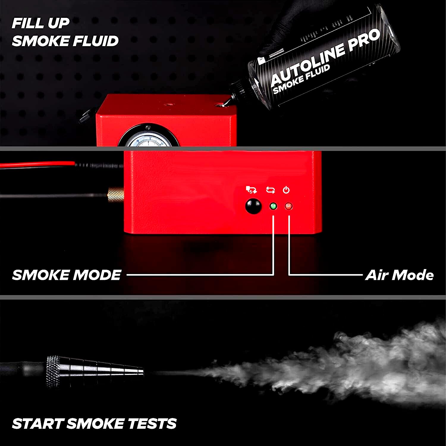 Automotive Smoke Machine for EVAP, Vacuum & Exhaust Leak Detection | Model 02 with Built-in Air Compressor | Includes Approved Smoke Fluid & Pressure Gauge | Ideal for Auto Repair Shops, Mechanics & DIY Car Maintenance