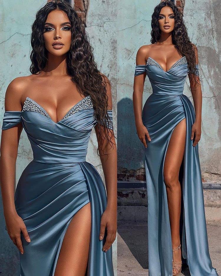 Elegant Mermaid Prom Dress with High Slit & Beaded Details - 2024 Formal Evening Gown for Homecoming, Ball, and Special Occasions