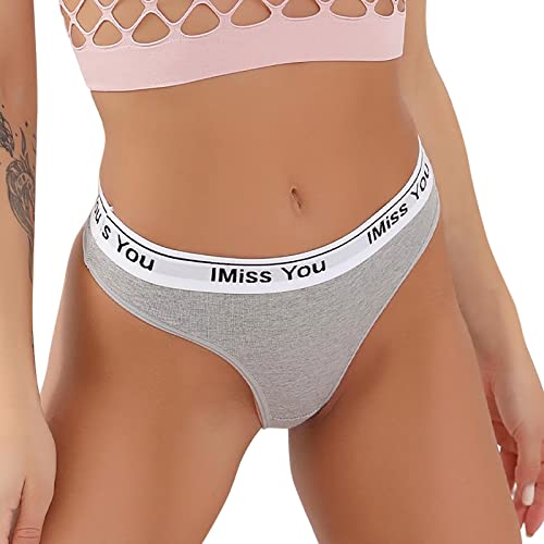 Seamless Cotton Women's Thong Panties - Low Waist Sexy Bikini Underwear for Ladies (Grey, Size S) | Perfect for Everyday Wear, Yoga & Intimate Moments