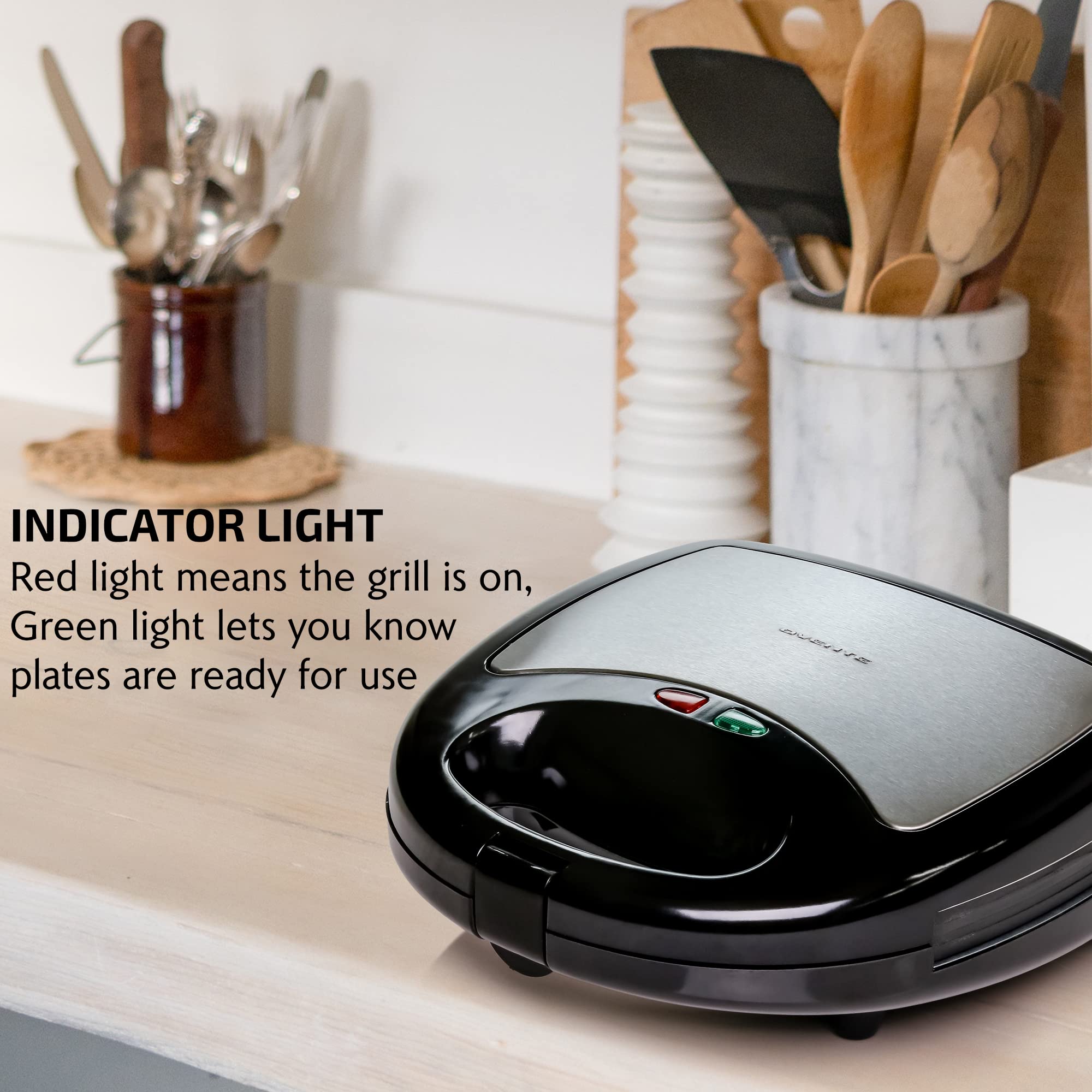 OVENTE 3-in-1 Electric Sandwich Maker & Panini Press Grill with Removable Non-Stick Plates - Waffle Iron for Grilled Cheese, Burgers, Steaks - Perfect for Breakfast, Lunch & Snacks (Black, Model GPI302B)