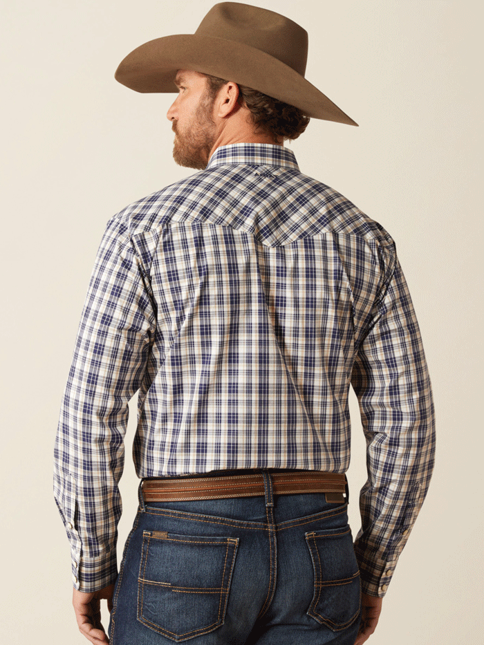 Ariat Men's Pro Series Caine Classic Fit Shirt - Navy Blue Long Sleeve Work Shirt for Western, Ranch & Outdoor Activities