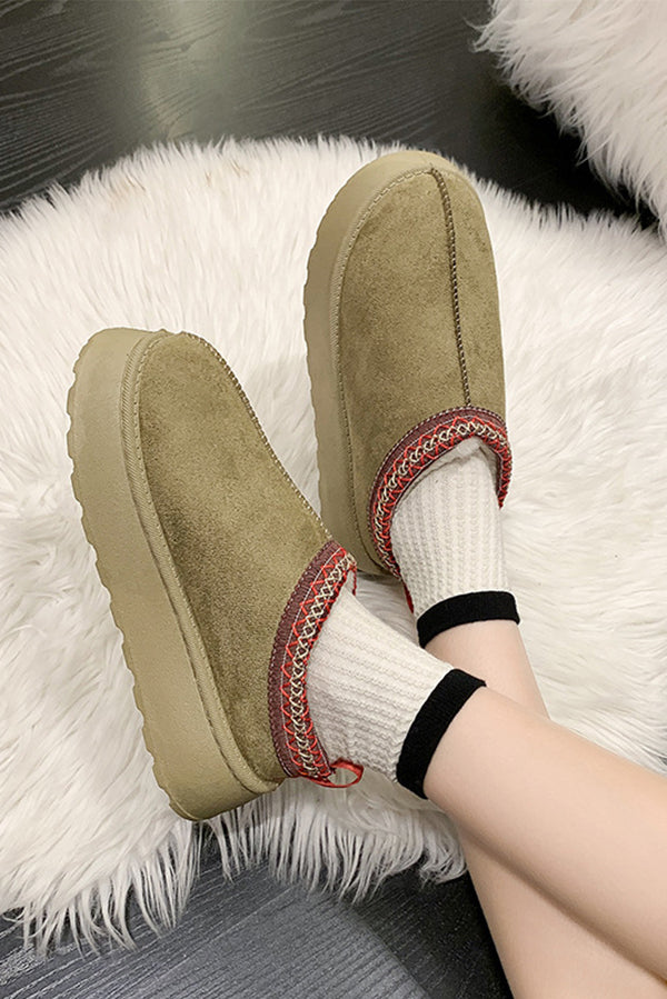 Cozy Thick Sole Slip-On Cotton Shoes for Women - Comfortable Indoor & Outdoor House Slippers for Winter Warmth