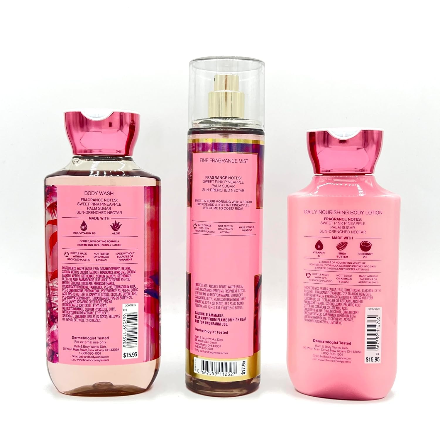 Premium Costa Rica Pink Pineapple Sunrise 3-Piece Gift Set - Body Wash, Fragrance Mist & Nourishing Lotion for Soft Skin | Perfect for Spa Day, Self-Care & Gifts