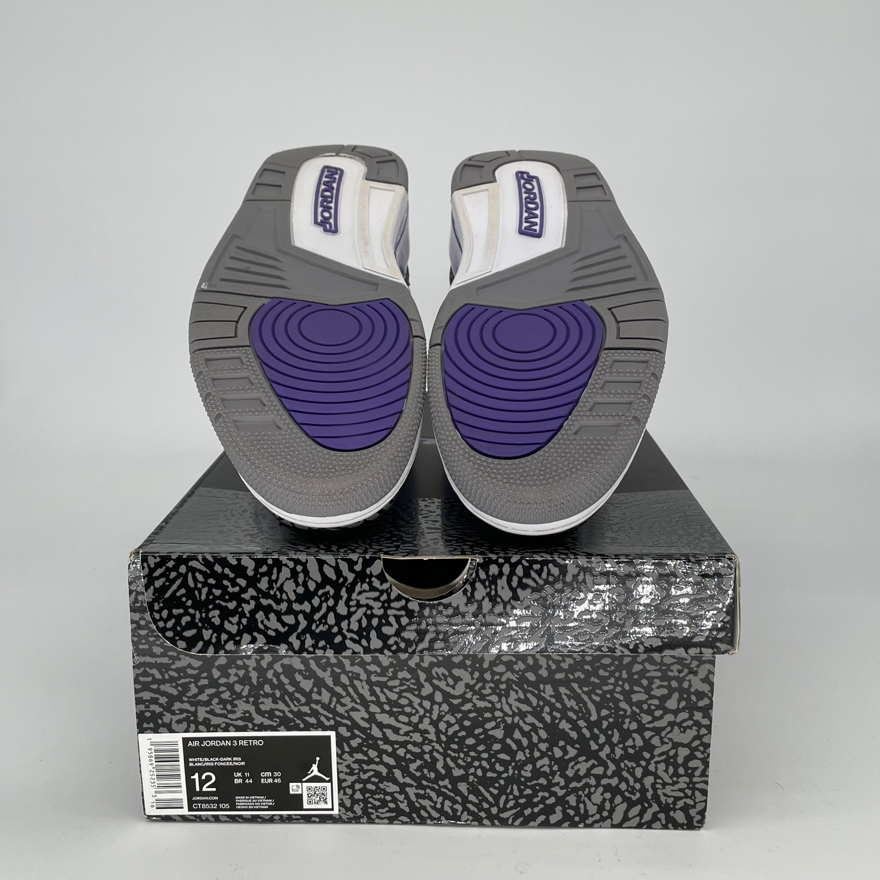 AIR JORDAN 3 DARK IRIS Men's Basketball Shoes Size 12 - CT8532 105 | Retro Sneakers for Running, Gym & Streetwear Fashion