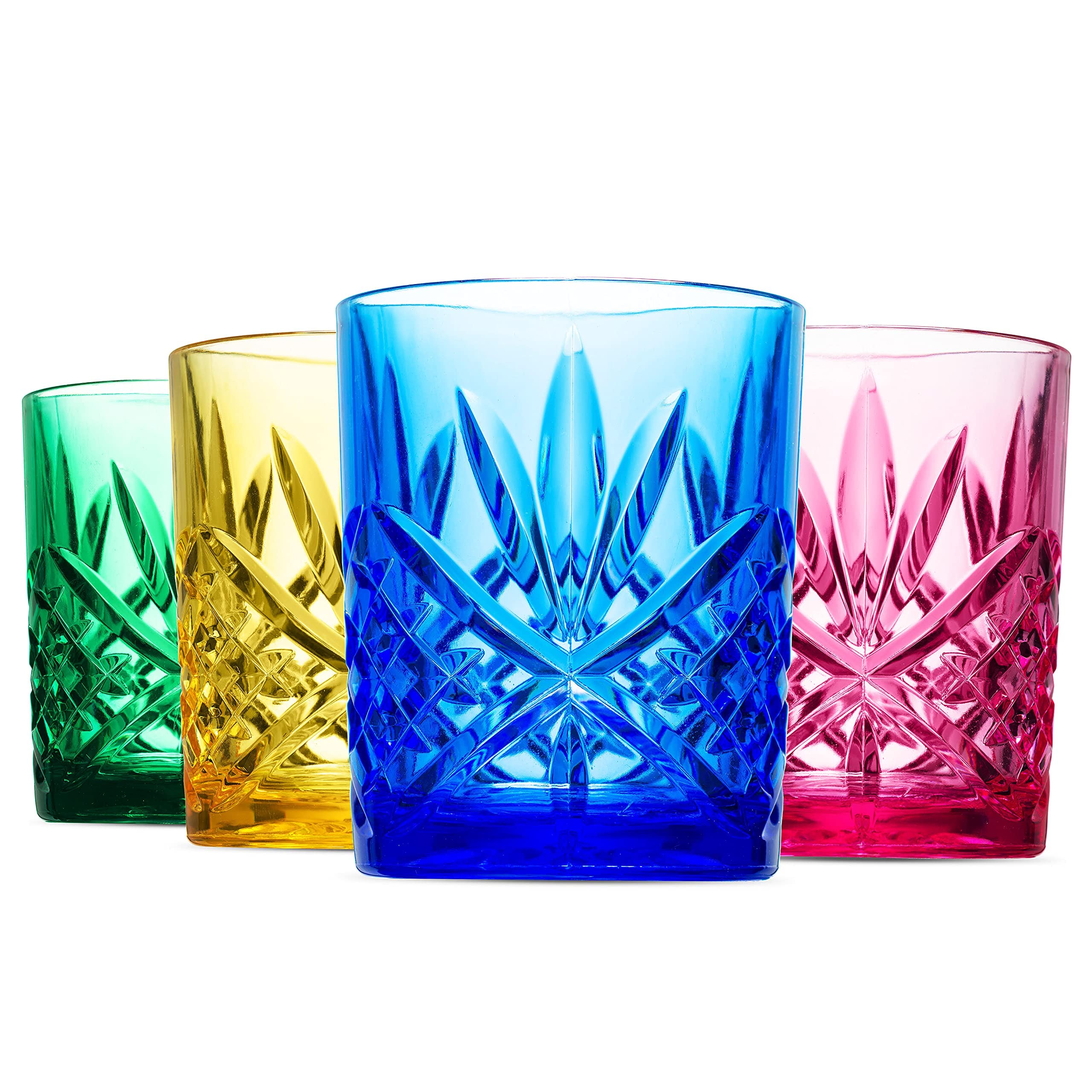 Godinger Dublin Collection Acrylic Whiskey Glasses - Set of 4 Shatterproof Reusable Tumbler Cups for Bourbon, Scotch & Cocktails | Perfect for Home Bars, Parties & Outdoor Entertaining