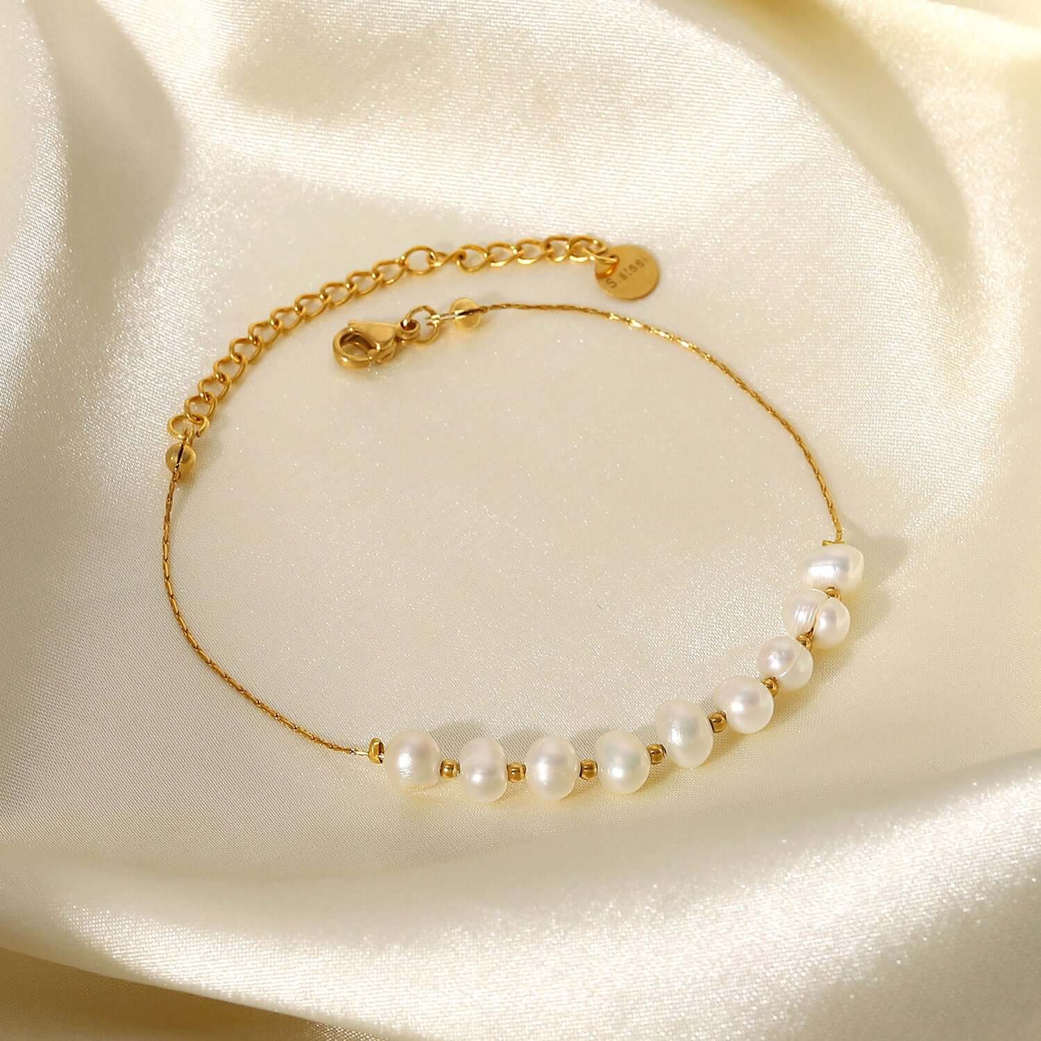18K Gold Dainty Freshwater Pearl Bead Bracelet for Women - Elegant Minimalist Jewelry Gift for Her | Perfect for Weddings, Parties & Everyday Wear (JDB173)