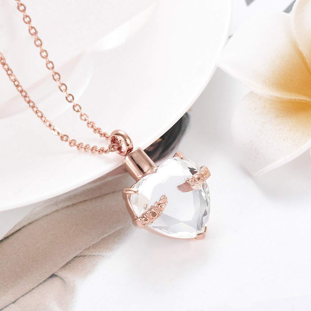 12 Colors Birthstone Crystal Heart Urn Necklace - Memorial Cremation Keepsake Ashes Holder Pendant with Chain for Loved Ones | Perfect for Funeral, Remembrance & Special Occasions