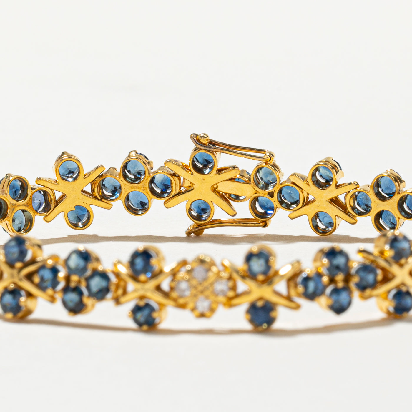 Sapphire and Diamond Cluster Bracelet for Women - 8.91ctw Gemstone Jewelry with 0.24ctw Diamonds - 7.5 Inch Adjustable Luxury Gift for Anniversary, Birthday & Special Occasions