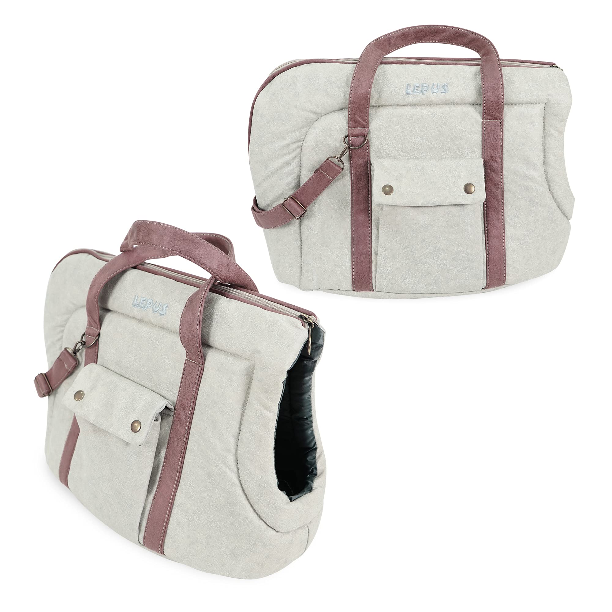 SUSSEXHOME Small Pet Carrier for Dogs and Cats - Washable Semi-Open Travel Tote Bag with Adjustable Strap - 9.8 x 15.7 x 13 Inch - Beige-Rose - Perfect for Vet Visits, Air Travel, and Outdoor Adventures